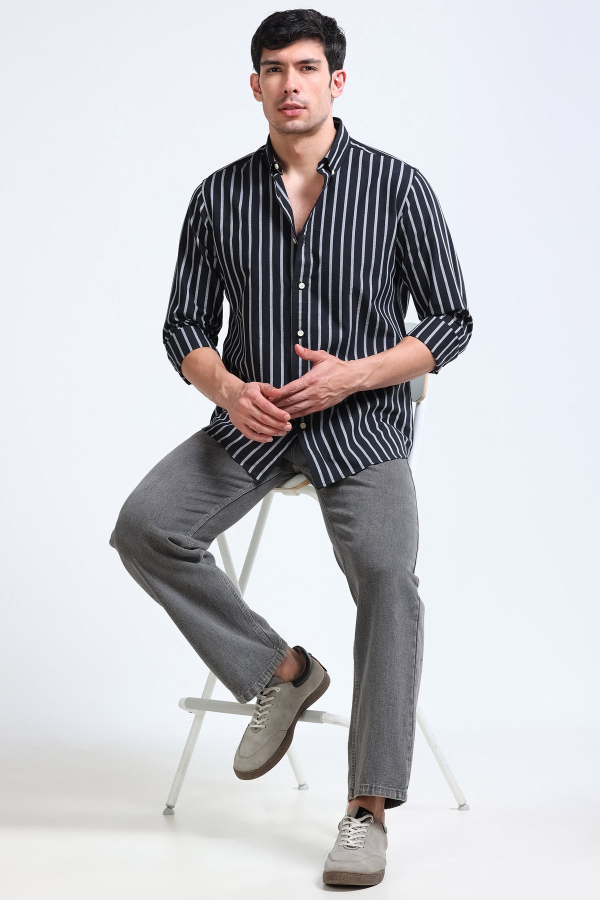 Black Striped Shirt - Slim Fit