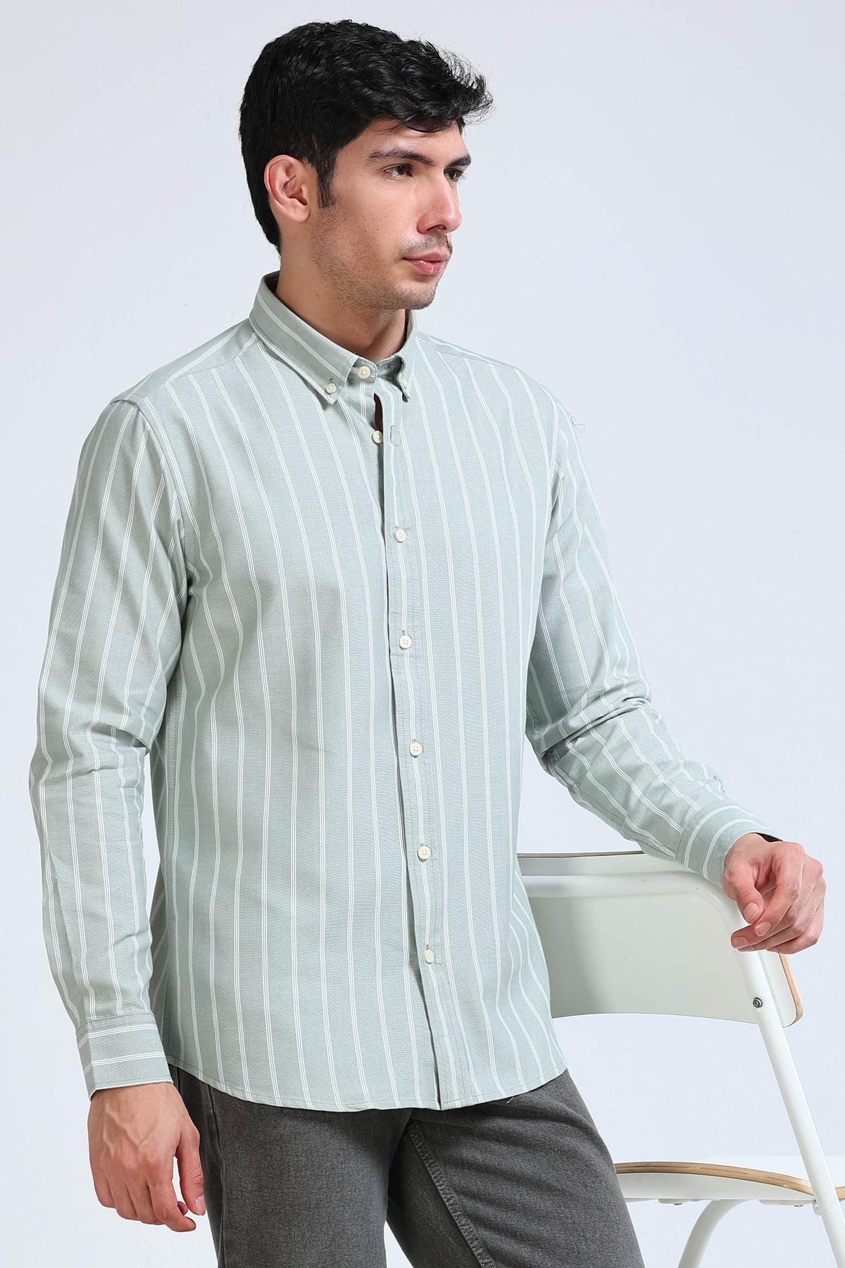Green Striped Shirt - Slim Fit