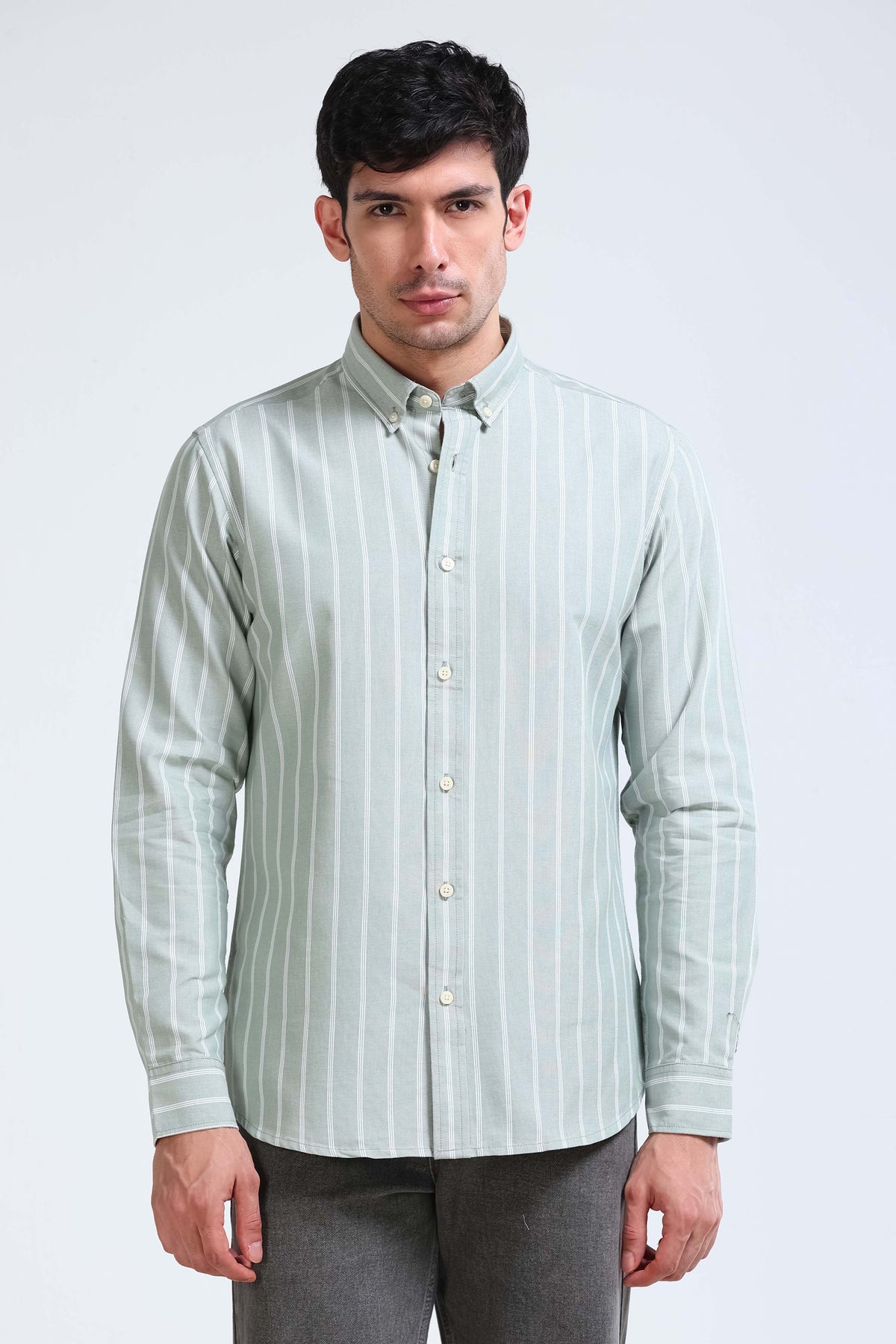 Green Striped Shirt - Slim Fit