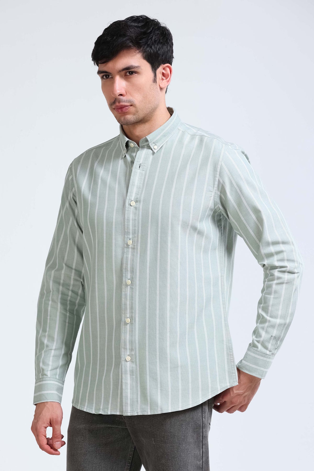 Green Striped Shirt - Slim Fit