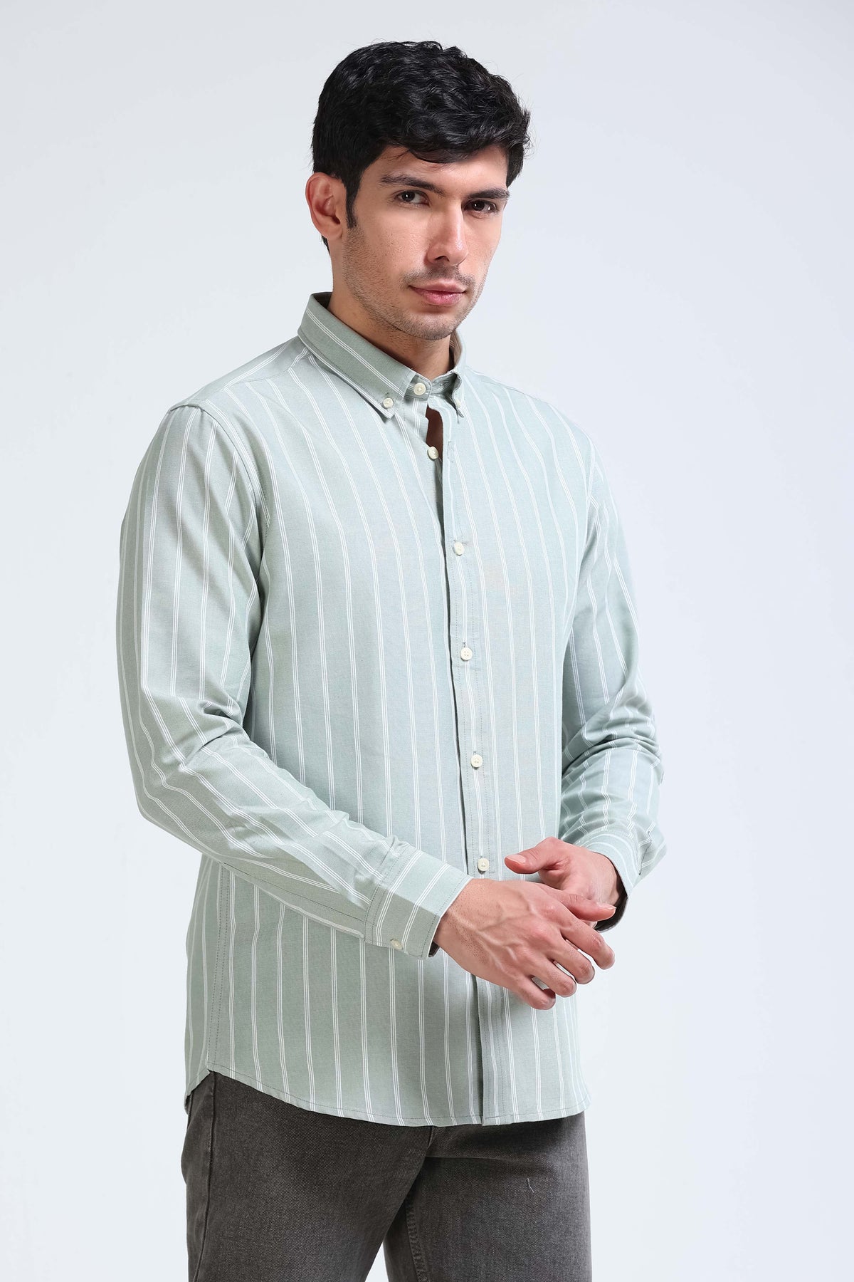 Green Striped Shirt - Slim Fit