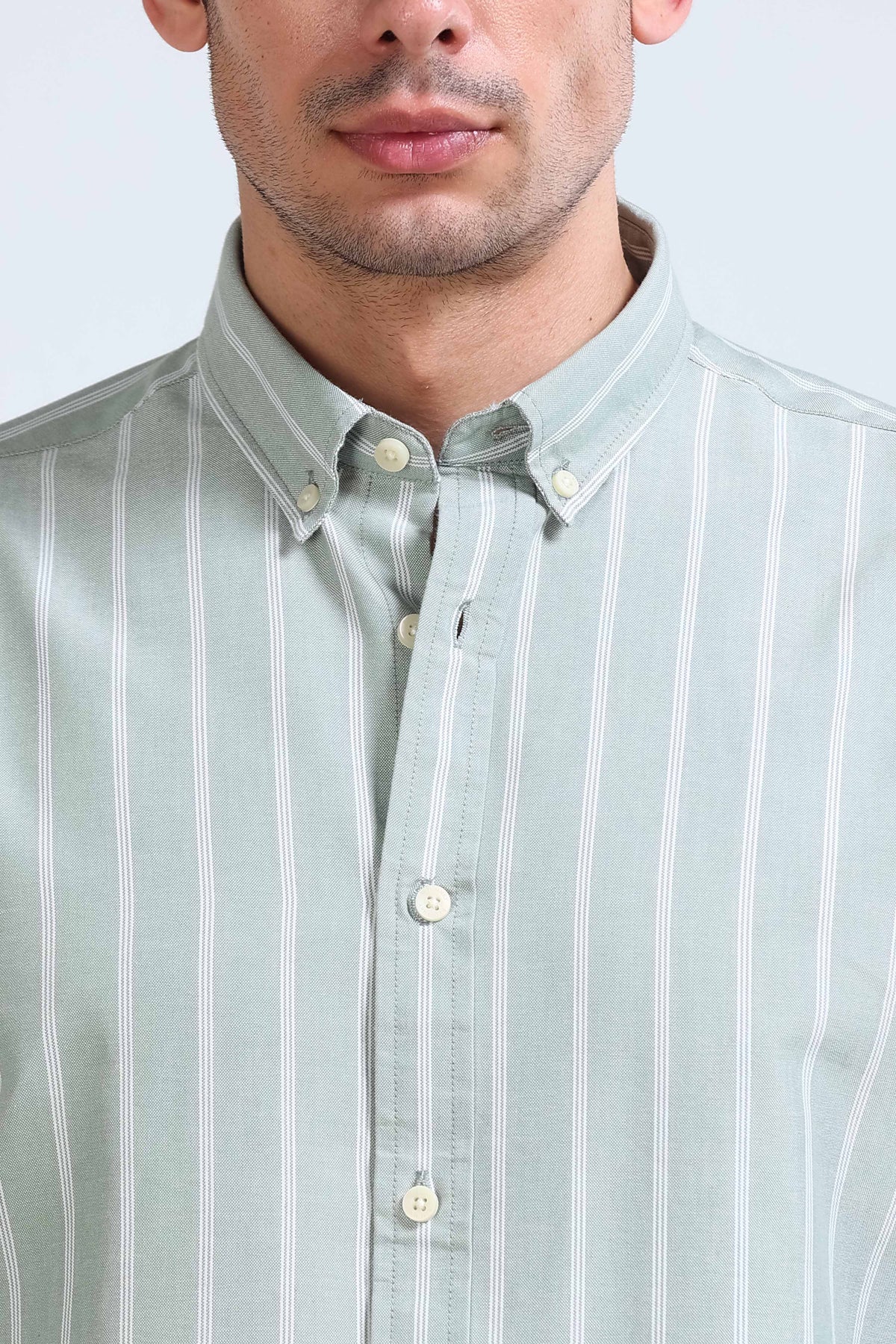 Green Striped Shirt - Slim Fit