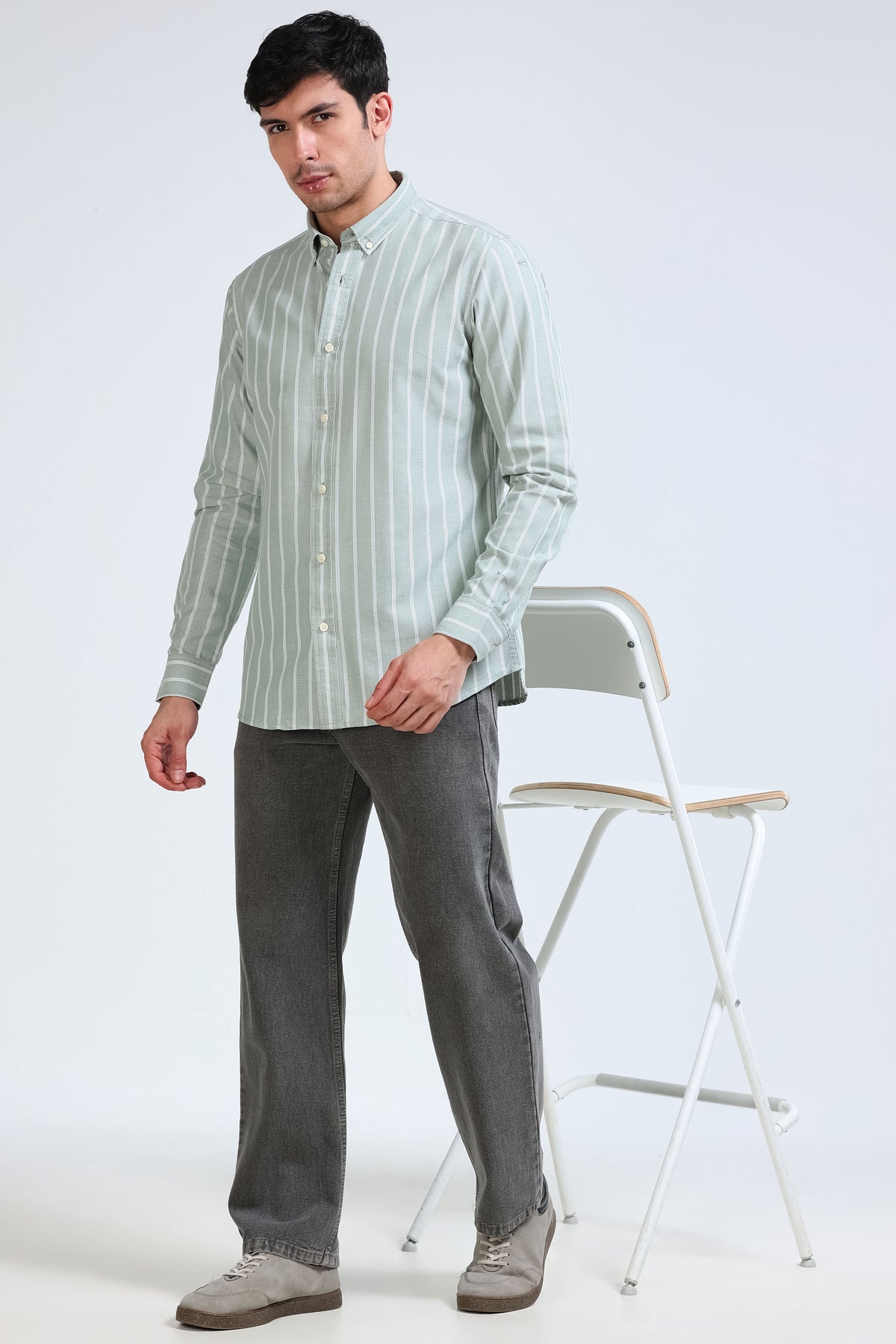 Green Striped Shirt - Slim Fit
