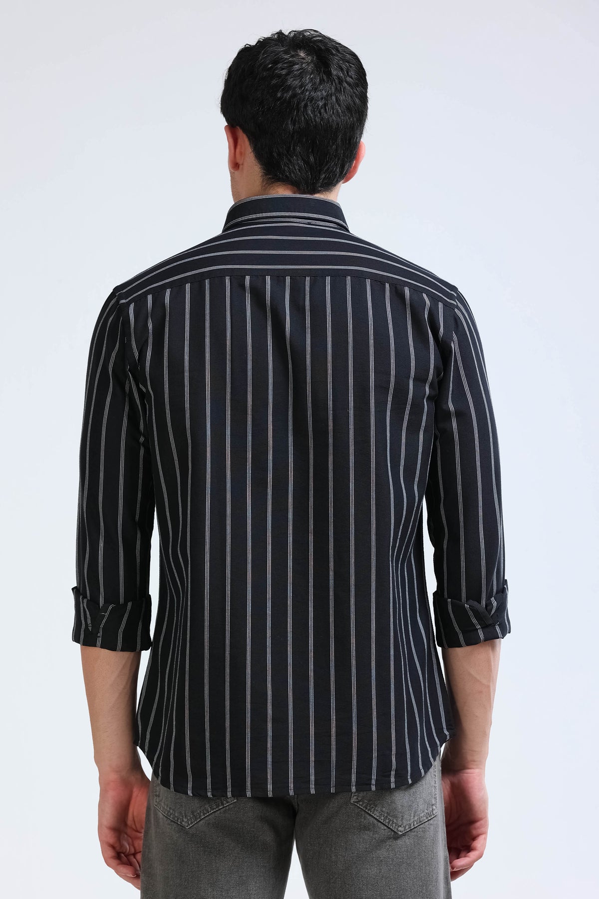 Black White Striped Shirt - Slim Fit