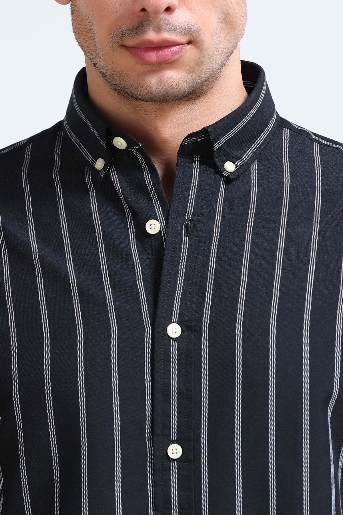 Black White Striped Shirt - Slim Fit