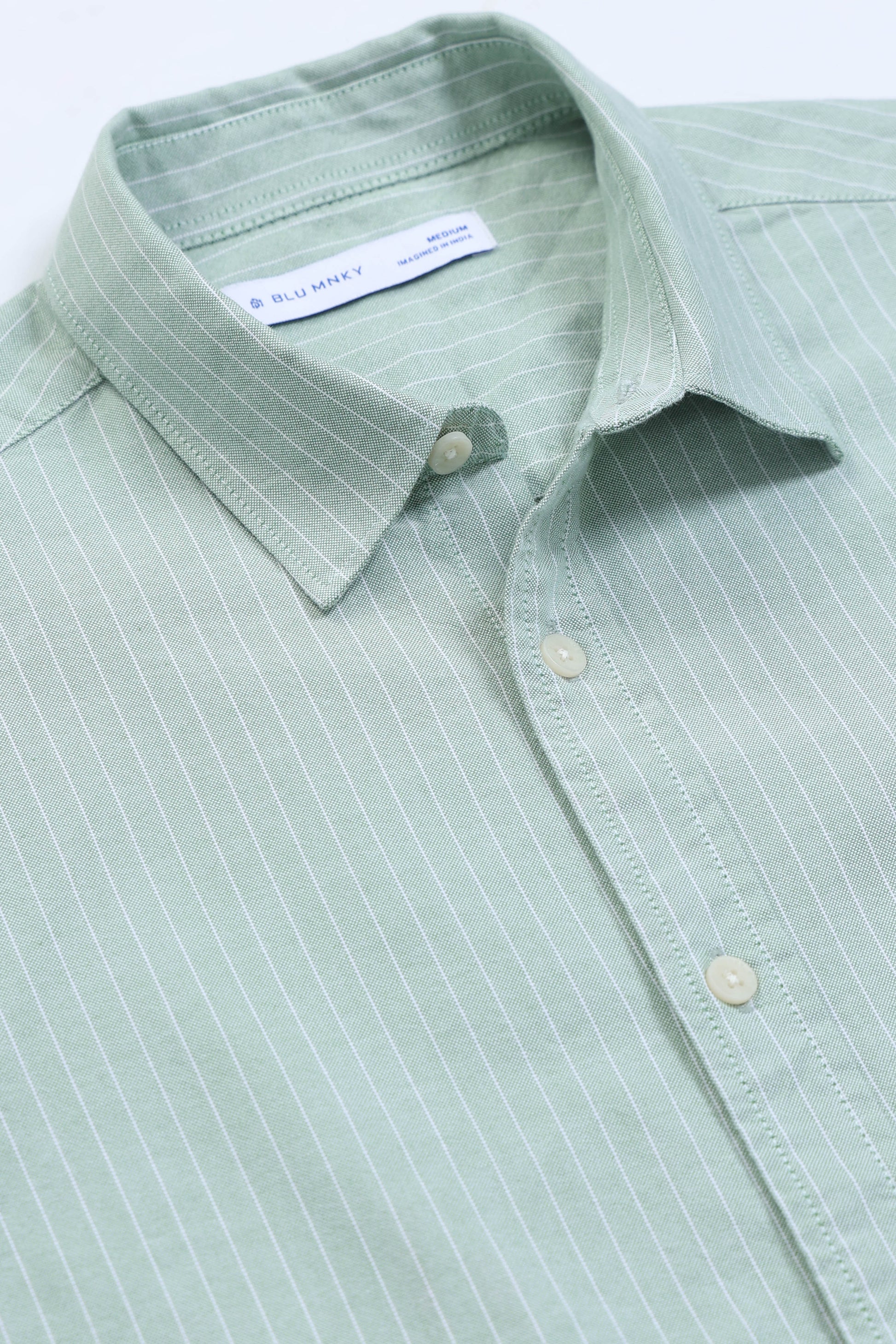 Slim Striped Cotton Oxford Shirt Pista Green