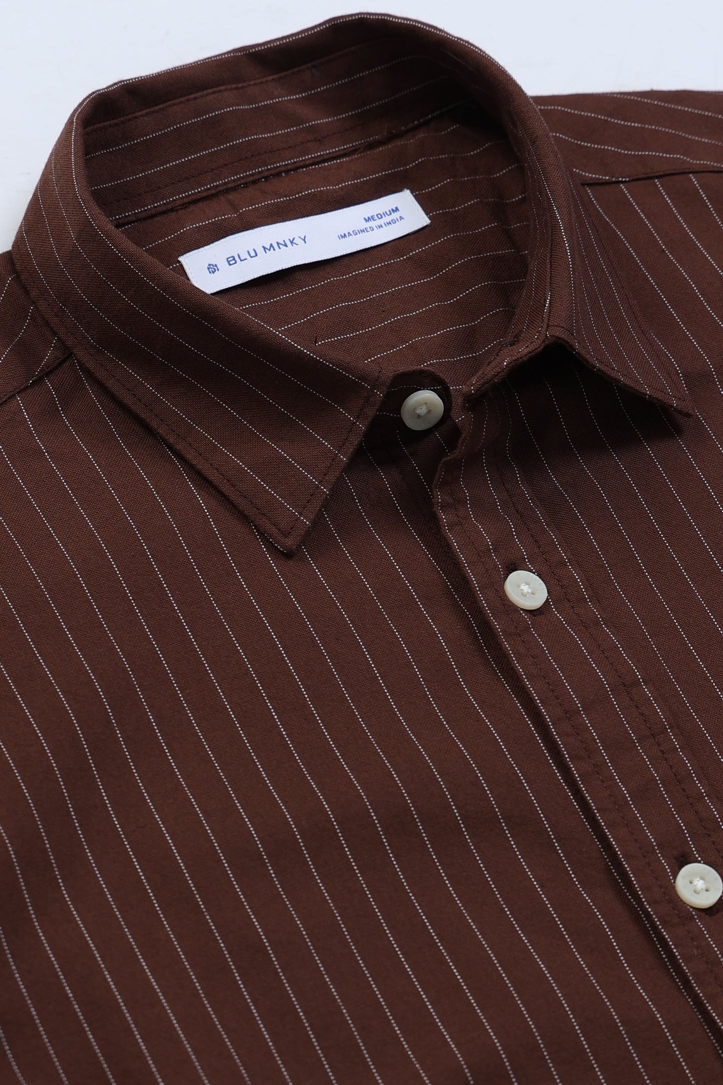 Slim Striped Cotton Oxford Shirt Brown