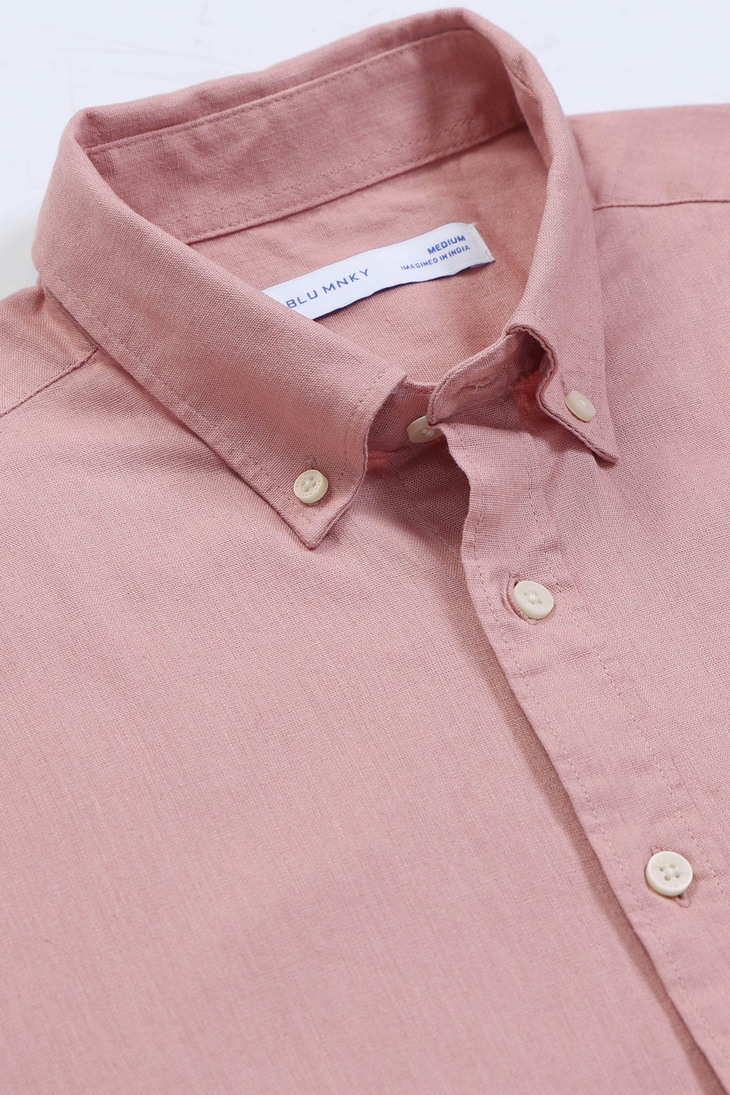 Classic Cotton Linen Button-Down Shirt Peach