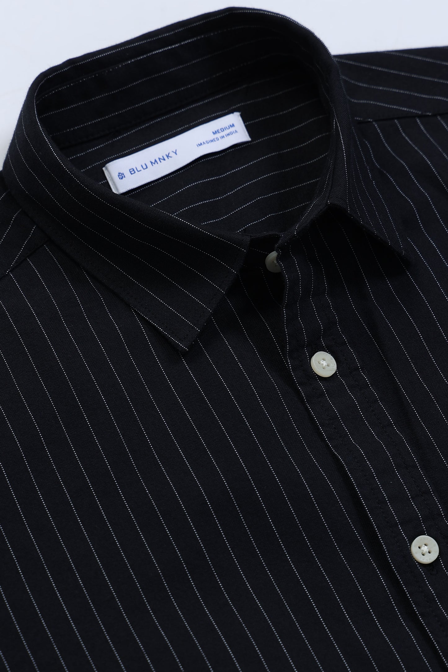 Slim Striped Cotton Oxford Shirt Black
