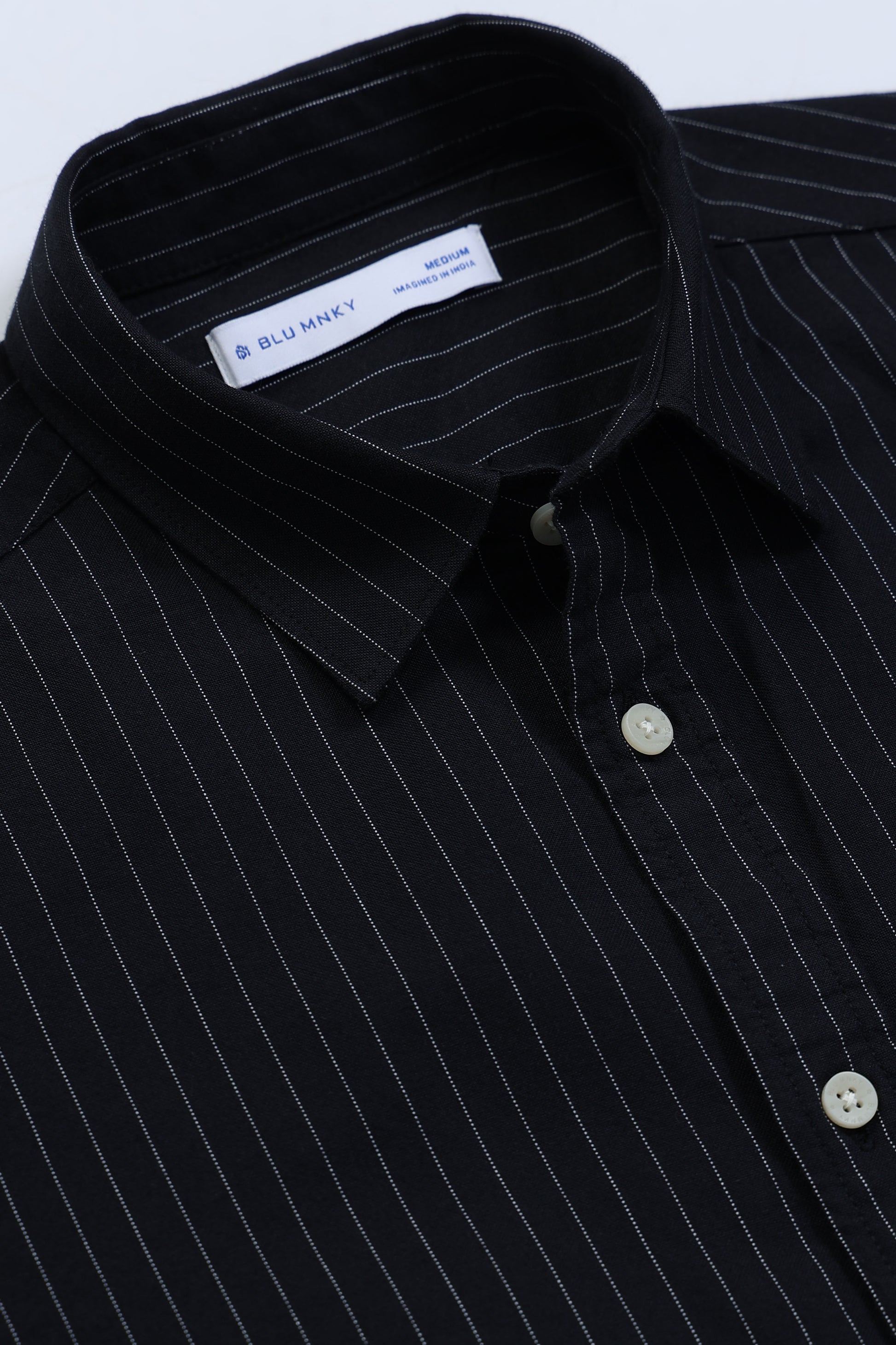 Slim Striped Cotton Oxford Shirt Black