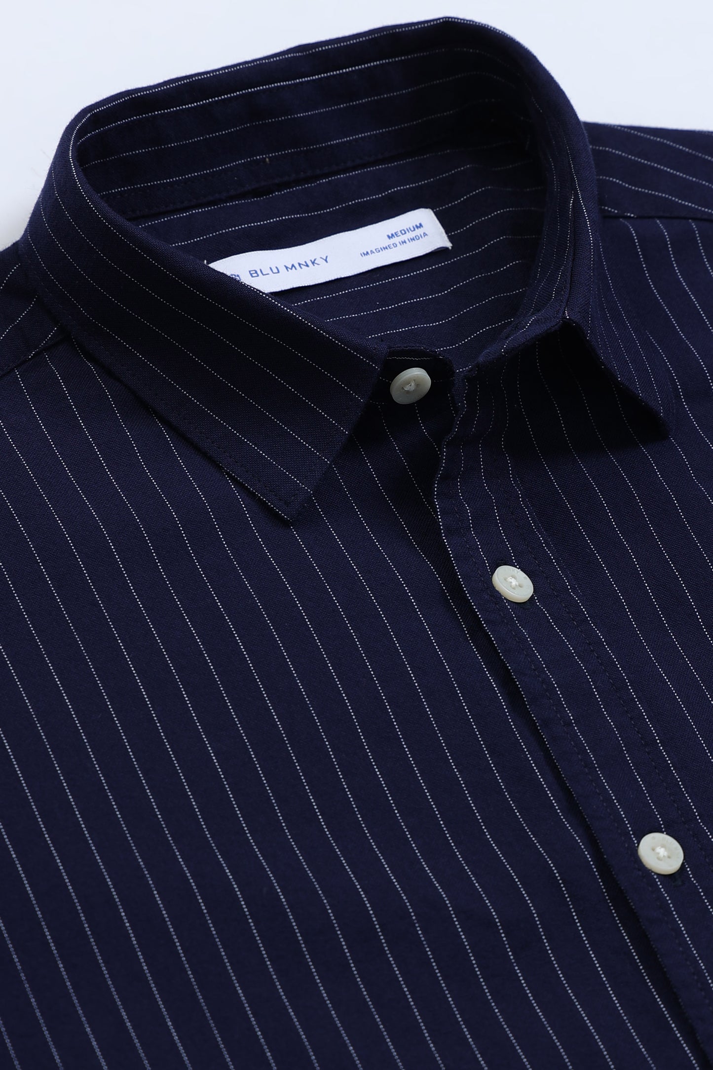 Slim Striped Cotton Oxford Shirt Navy