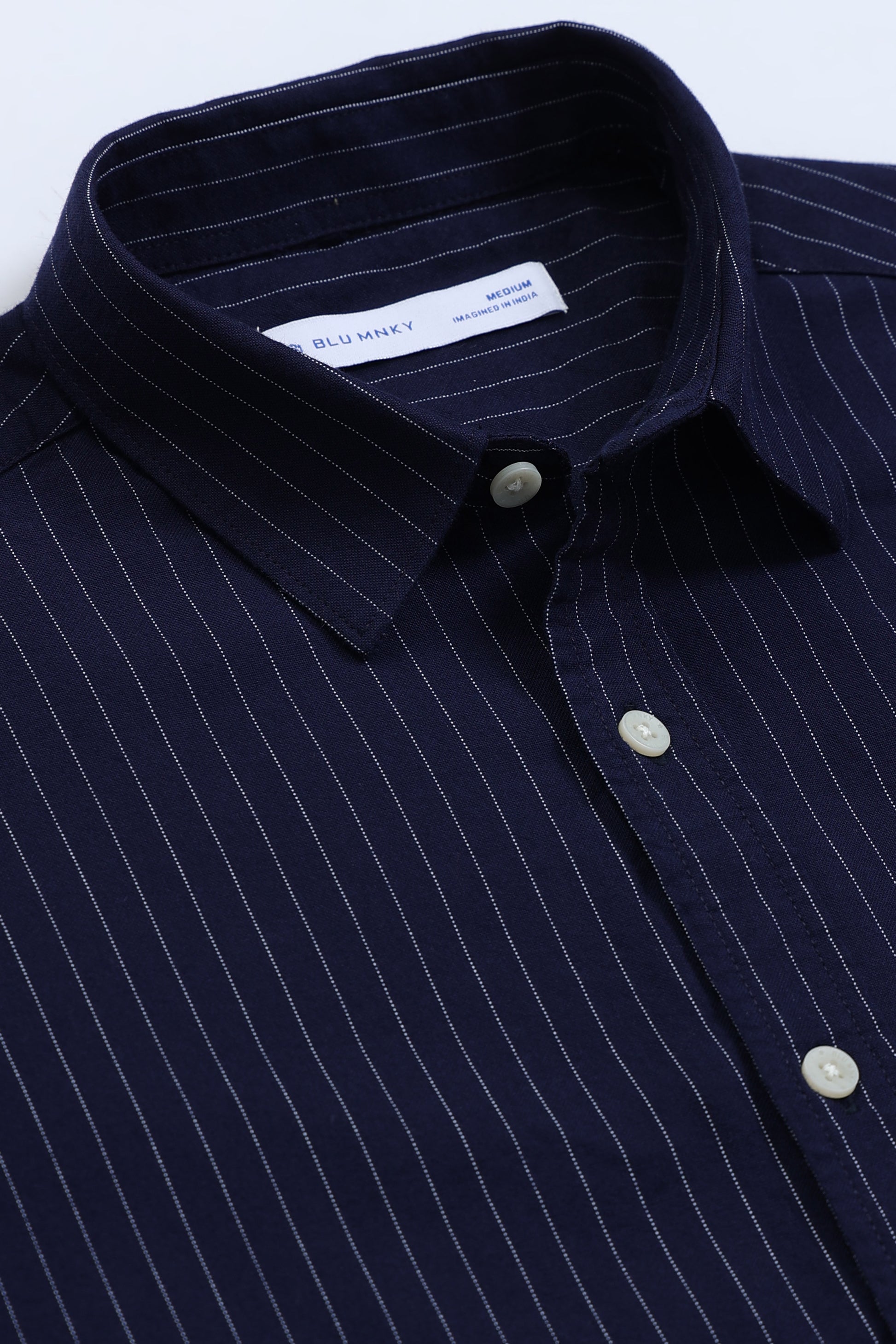 Slim Striped Cotton Oxford Shirt Navy