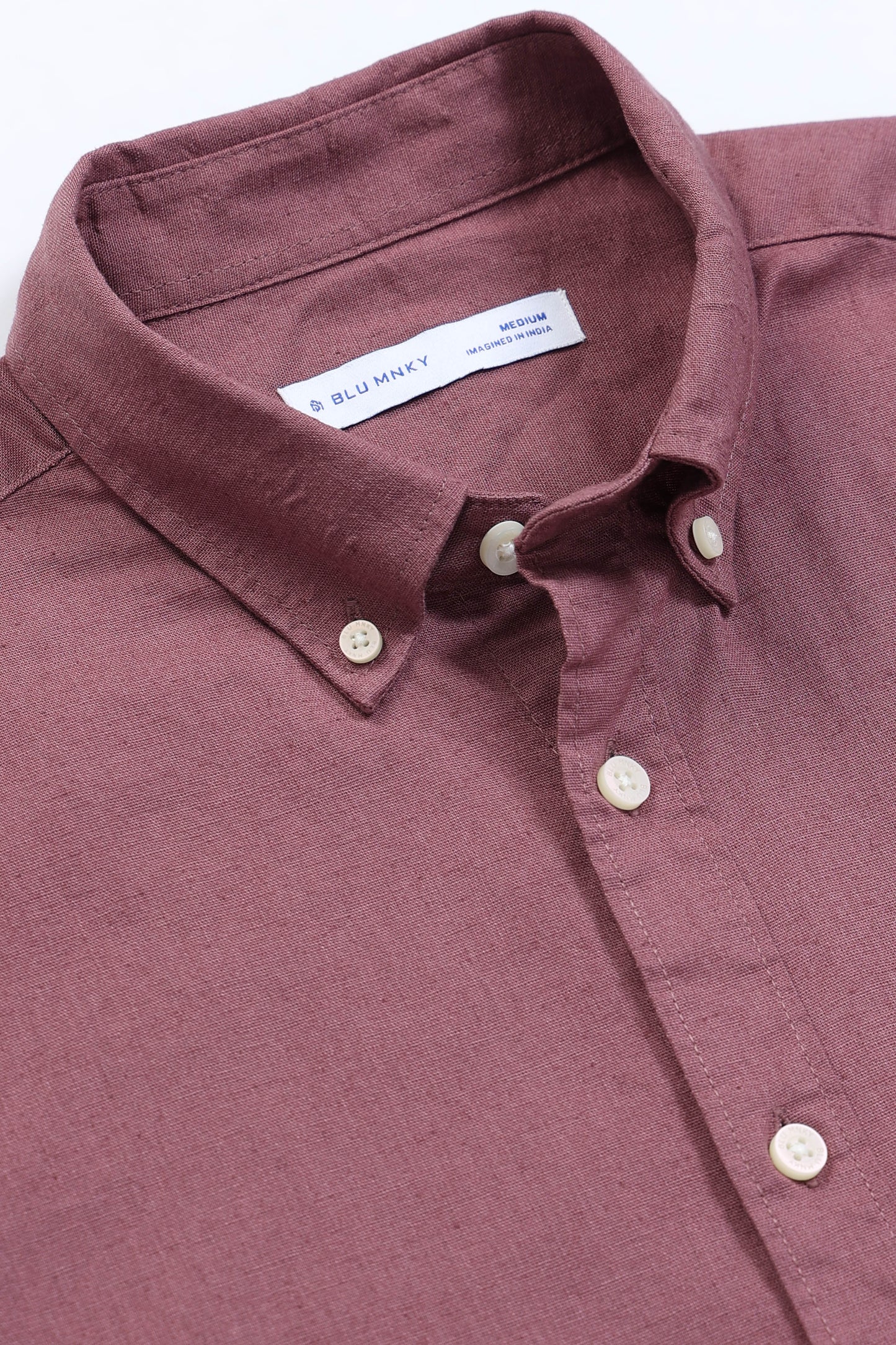 Classic Cotton Linen Button-Down Shirt Dusty Pink