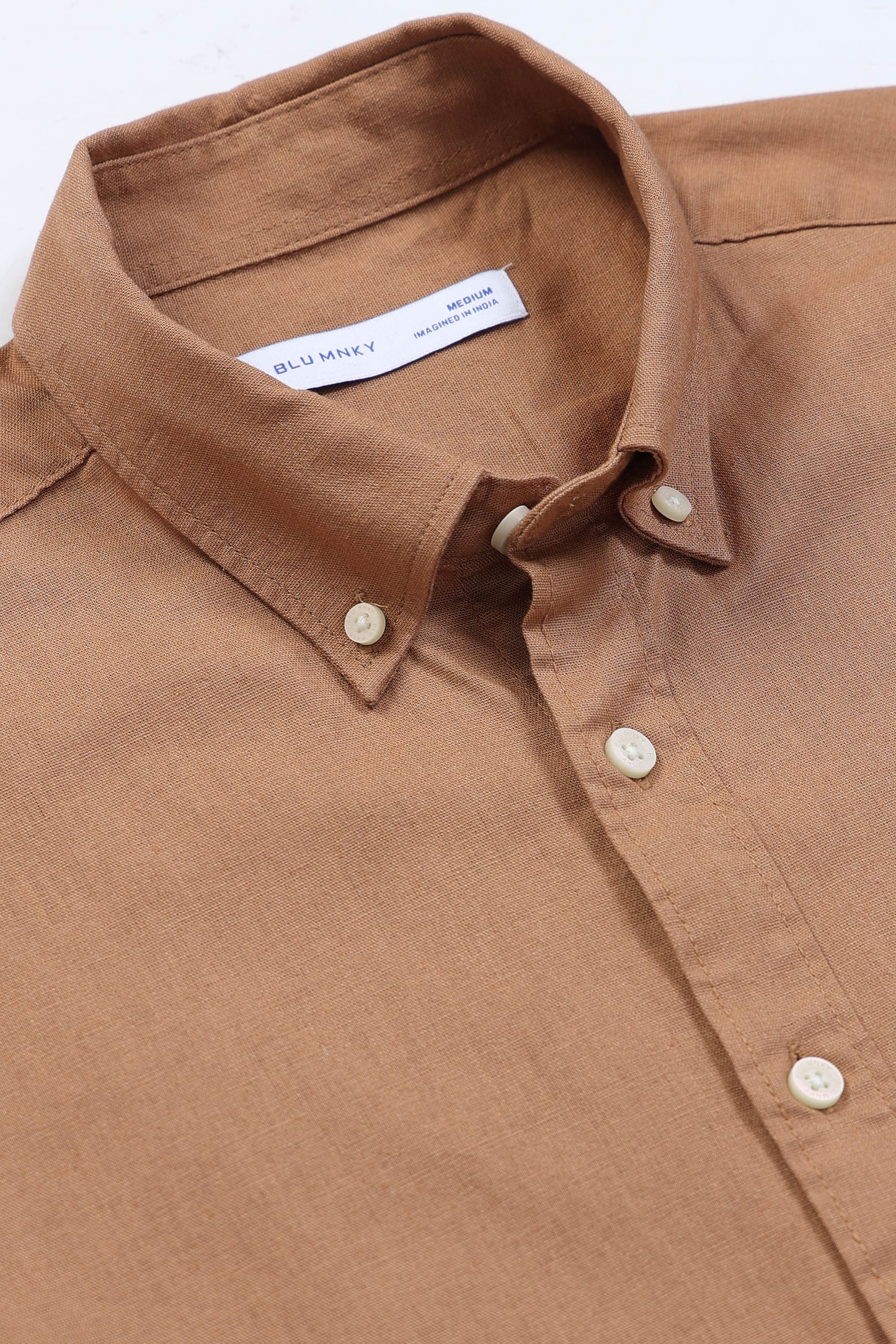 Classic Cotton Linen Button-Down Shirt Mustard Yellow