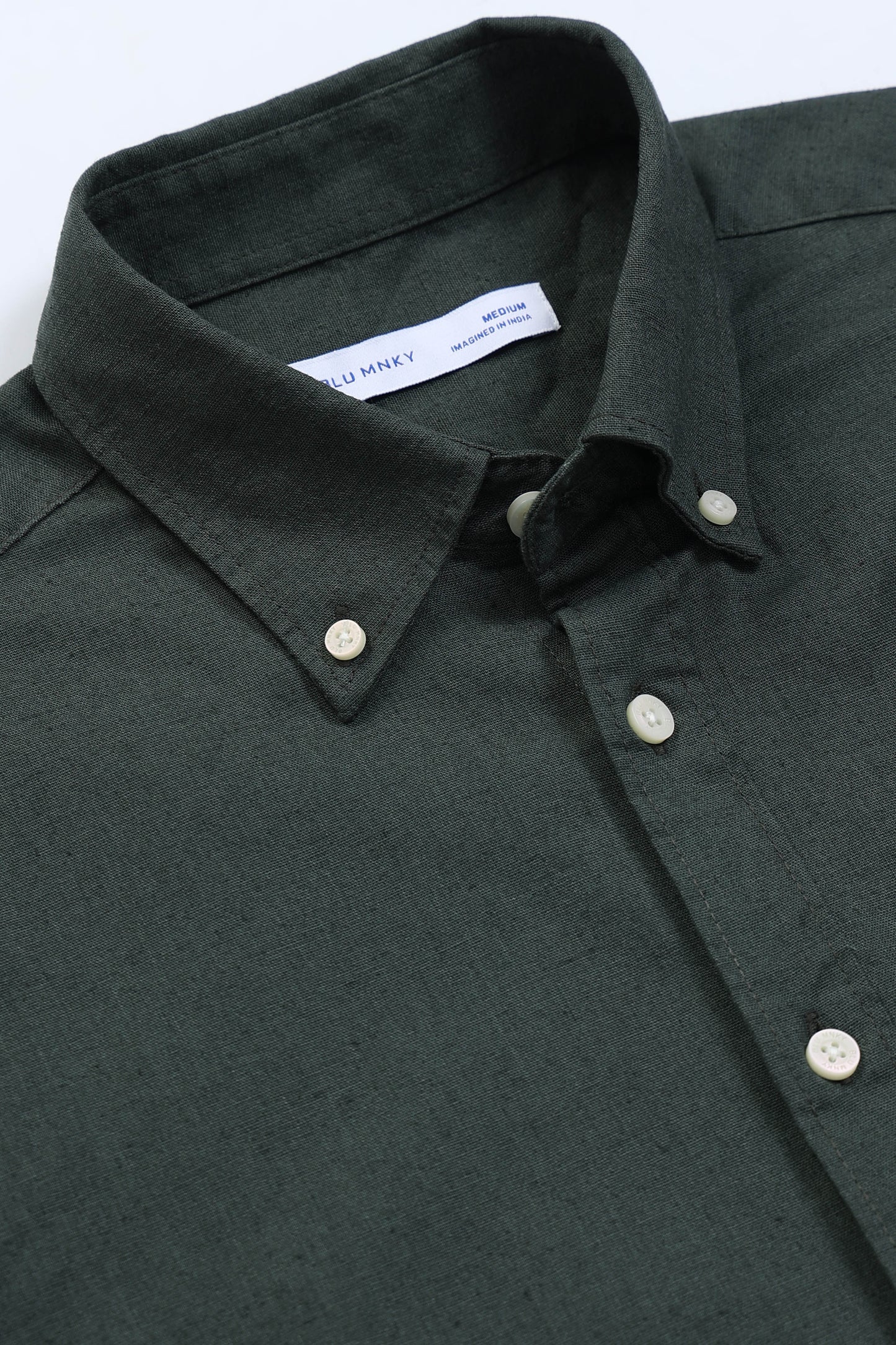 Classic Cotton Linen Button-Down Shirt Green