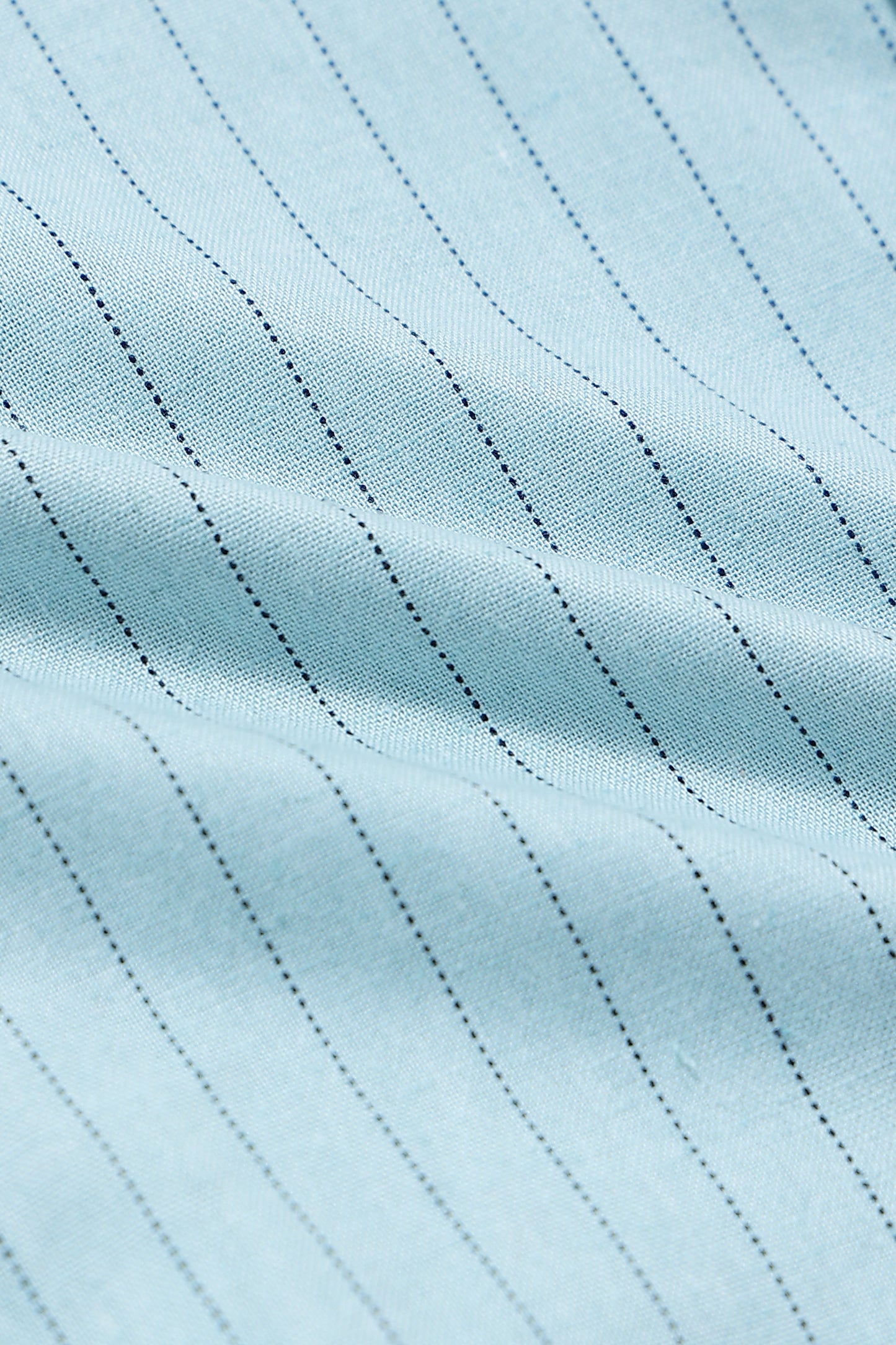 Men's Slim Fit Cotton Linen Striped Shirt Dusty Blue