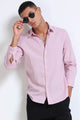 Men's Slim Fit Cotton Linen Striped Shirt Pink