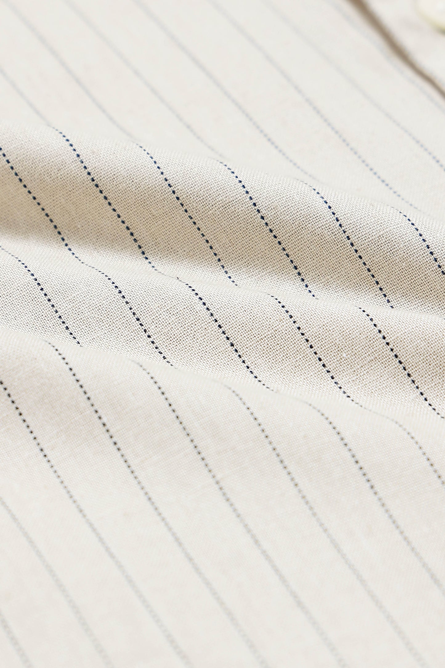 Men's Slim Fit Cotton Linen Striped Shirt Beige