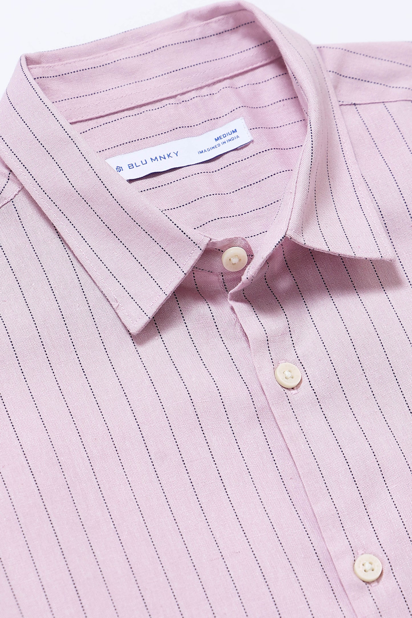 Men's Slim Fit Cotton Linen Striped Shirt Pink