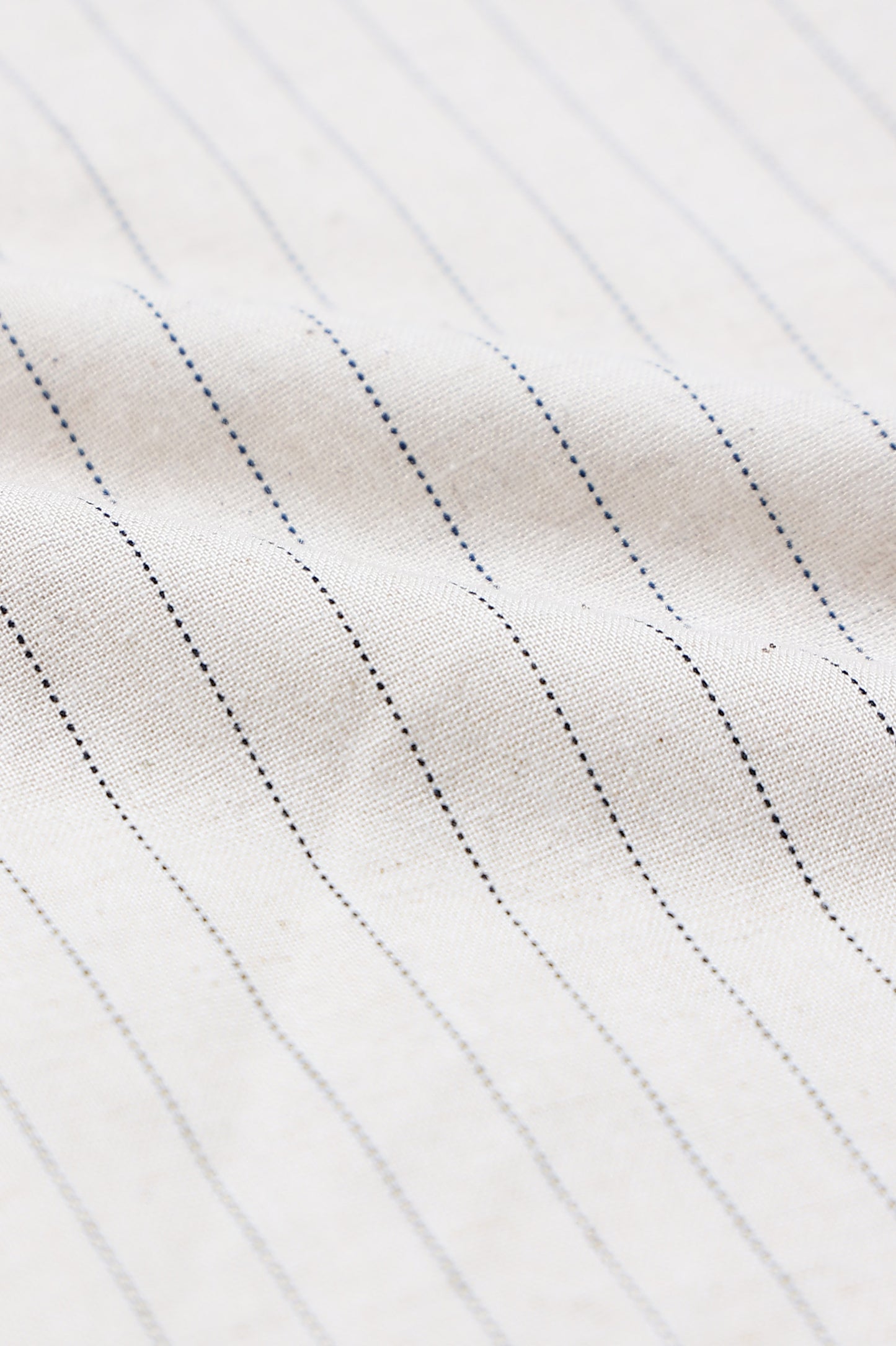 Men's Slim Fit Cotton Linen Striped Shirt Cream