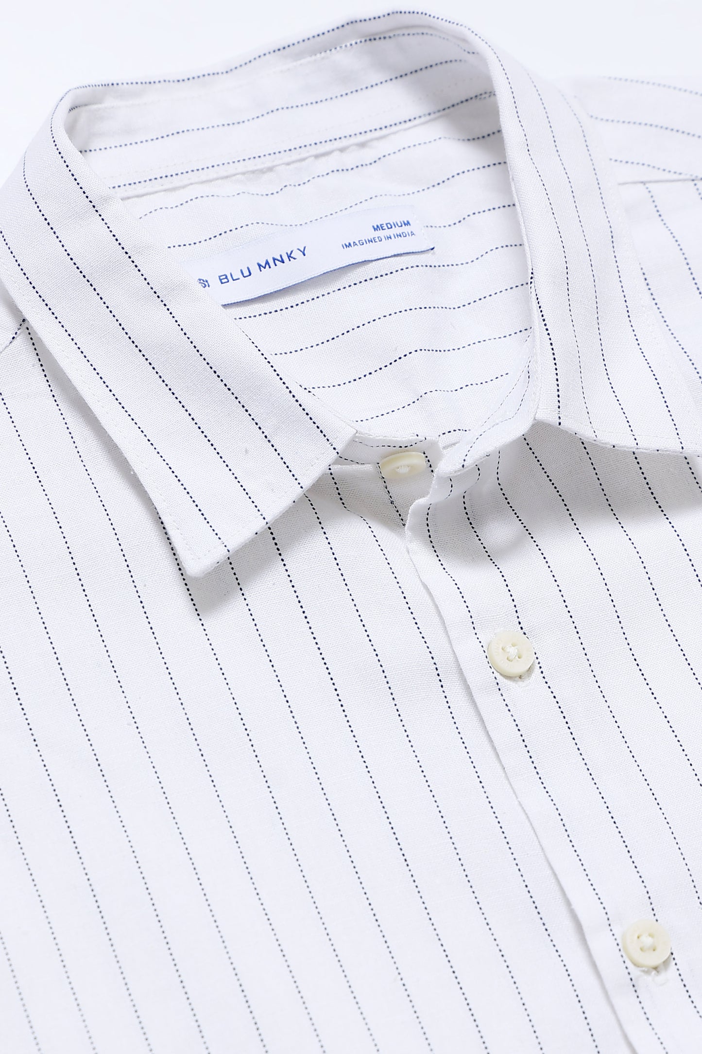 Men's Slim Fit Cotton Linen Striped Shirt White