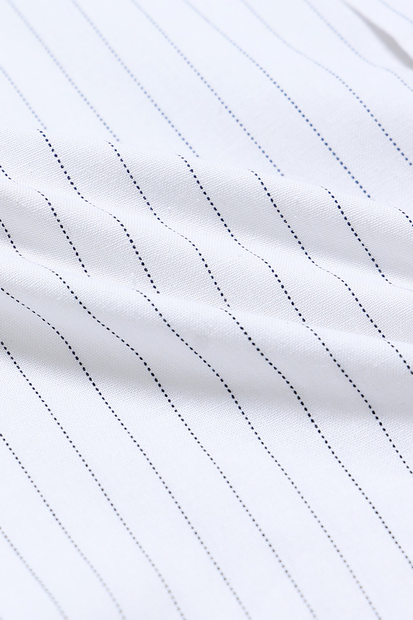 Men's Slim Fit Cotton Linen Striped Shirt White