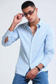 Men's Slim Fit Cotton Linen Striped Shirt Blue
