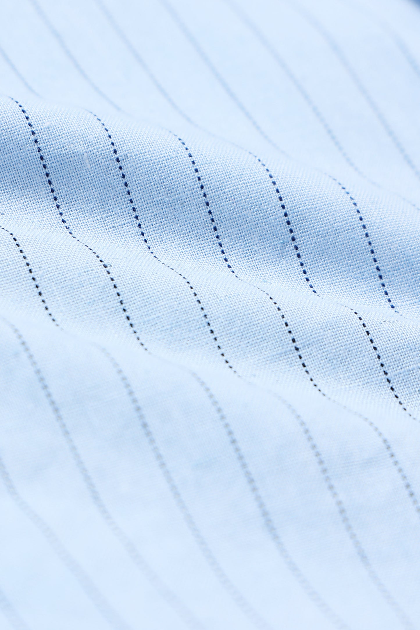 Men's Slim Fit Cotton Linen Striped Shirt Blue