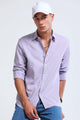 Men's Slim Fit Cotton Linen Striped Shirt Lavender