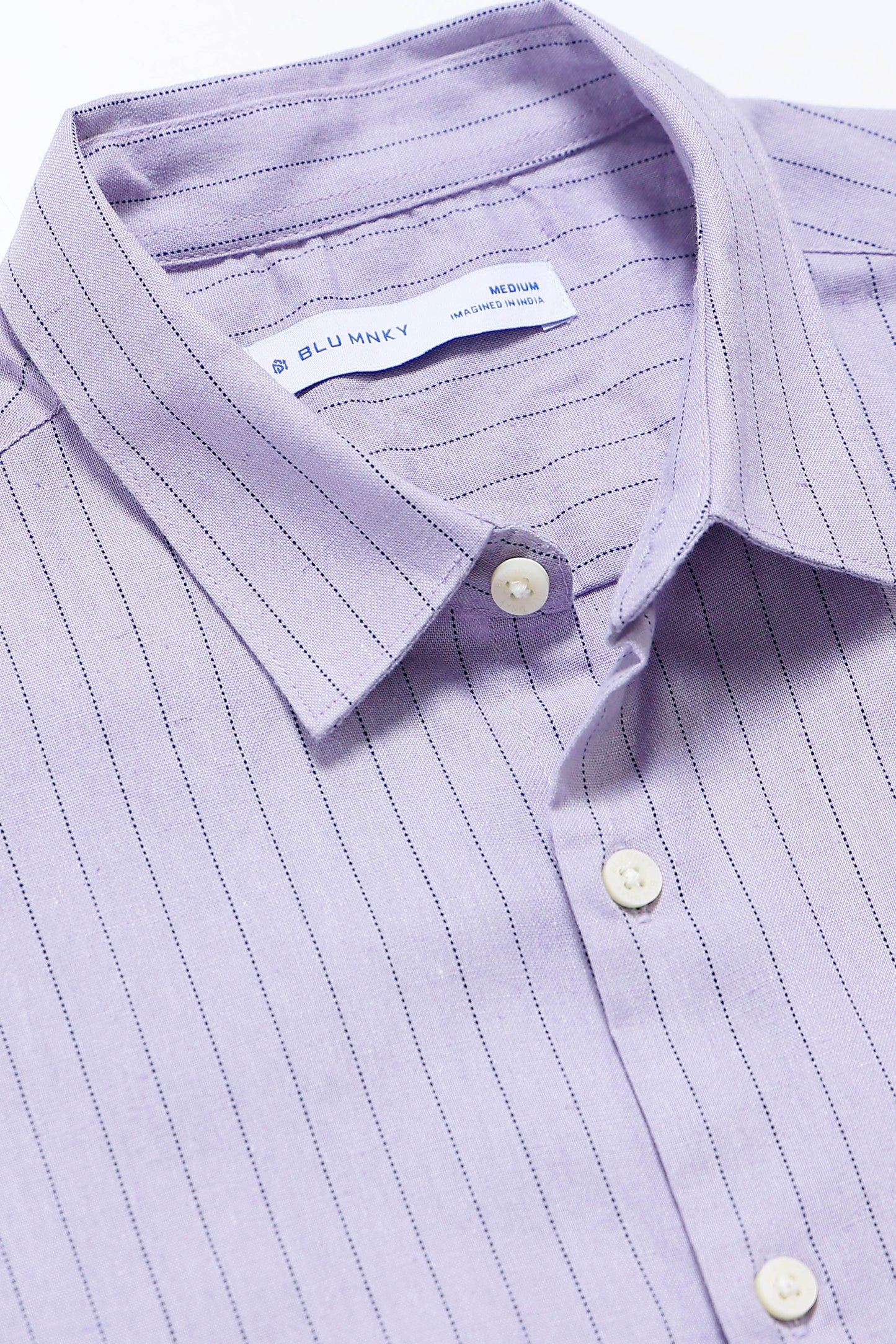 Men's Slim Fit Cotton Linen Striped Shirt Lavender