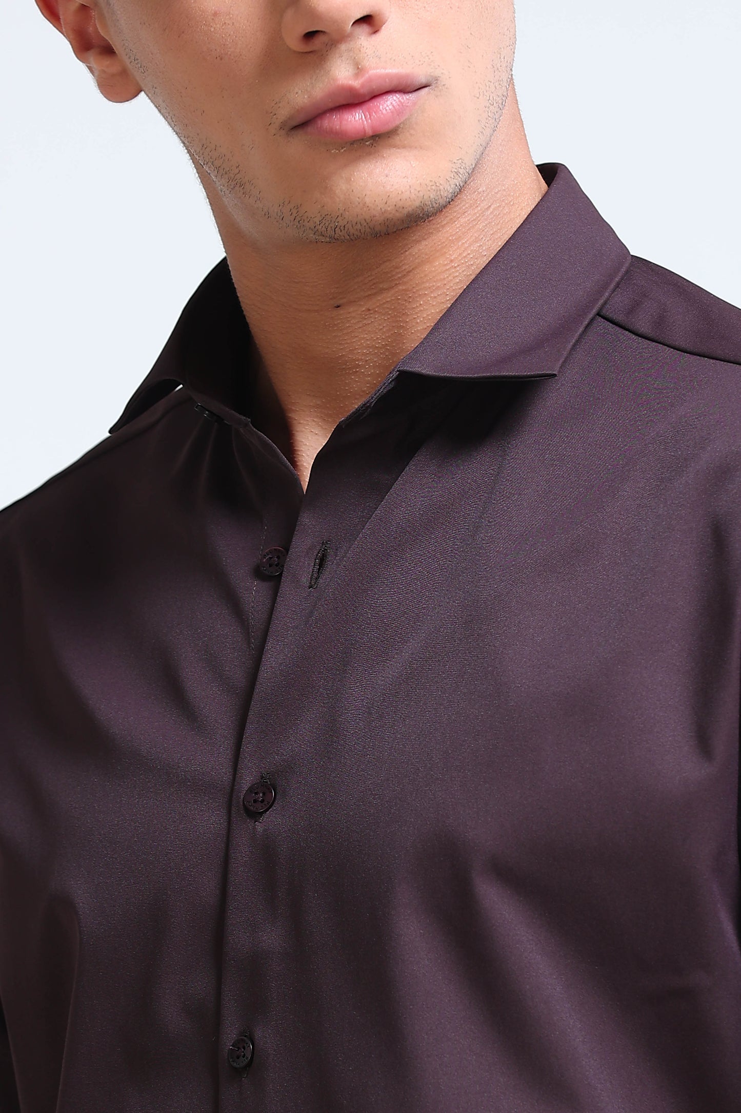 Men's Slim Fit Casual Solid Shirt Dk Brown