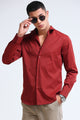 Men's Slim Fit Casual Solid Shirt Rust Brown