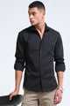 Men's Slim Fit Casual Solid Shirt Black