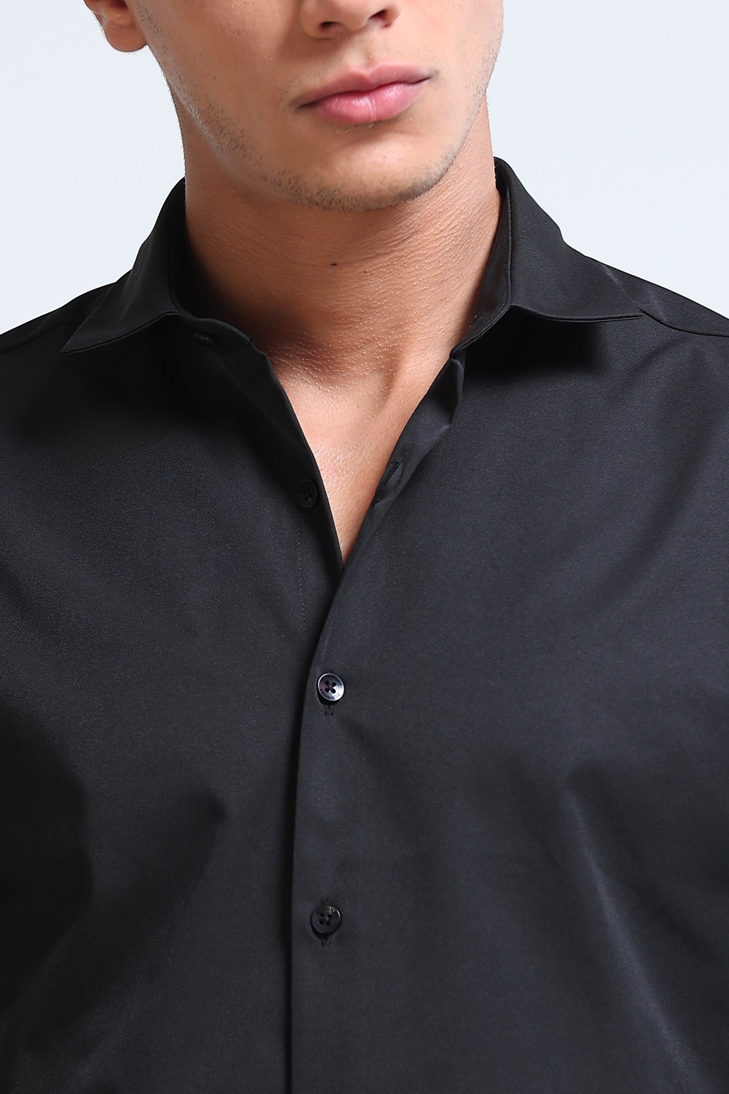 Men's Slim Fit Casual Solid Shirt Black