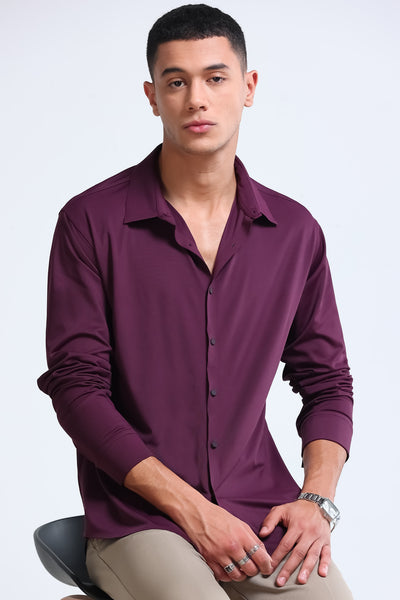 Men's Slim Fit Knitted Viscose Shirt Purple