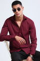 Men's Slim Fit Casual Solid Shirt Maroon