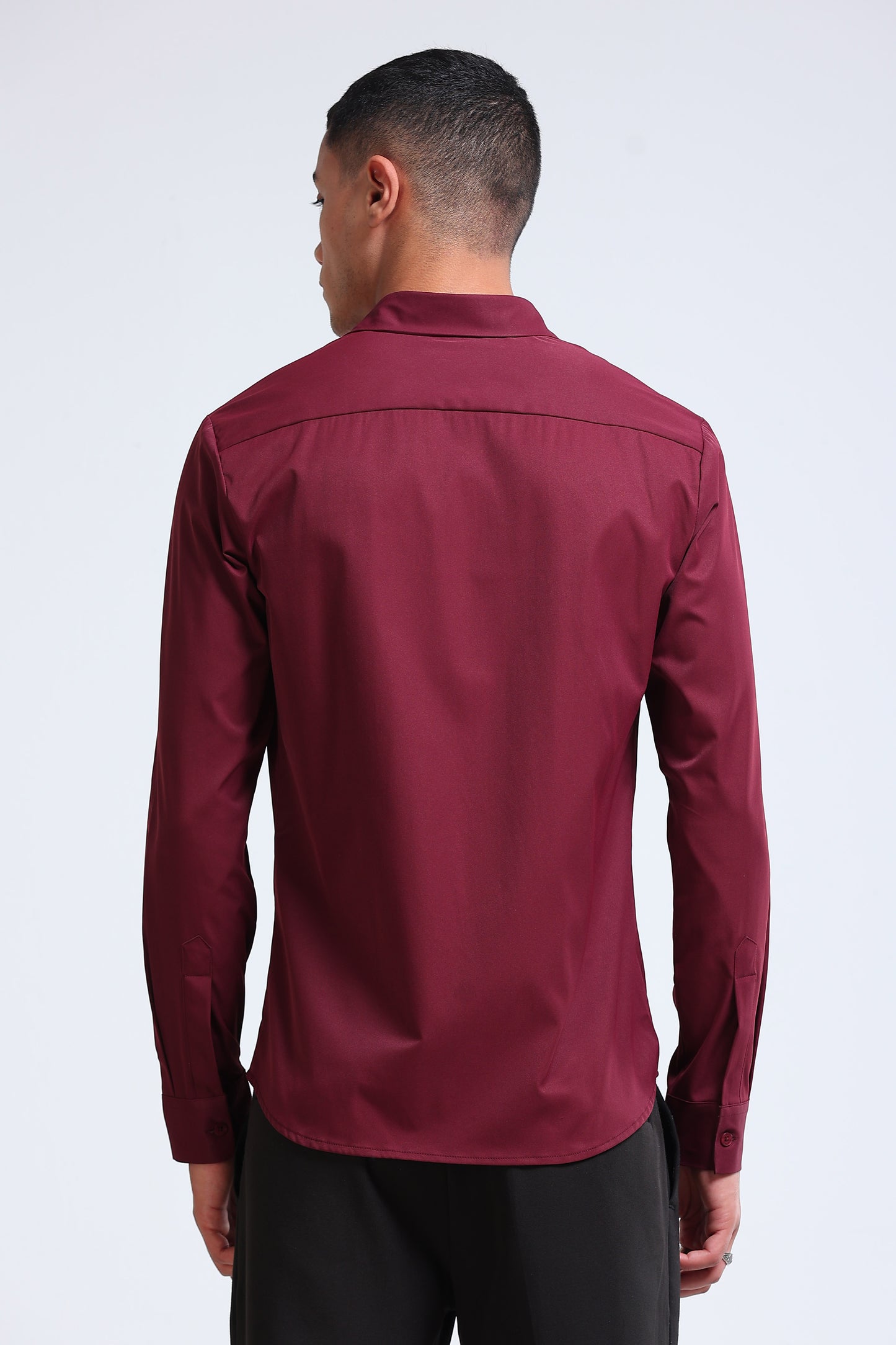 Men's Slim Fit Casual Solid Shirt Maroon