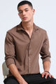 Men's Slim Fit Casual Solid Shirt Lt Brown
