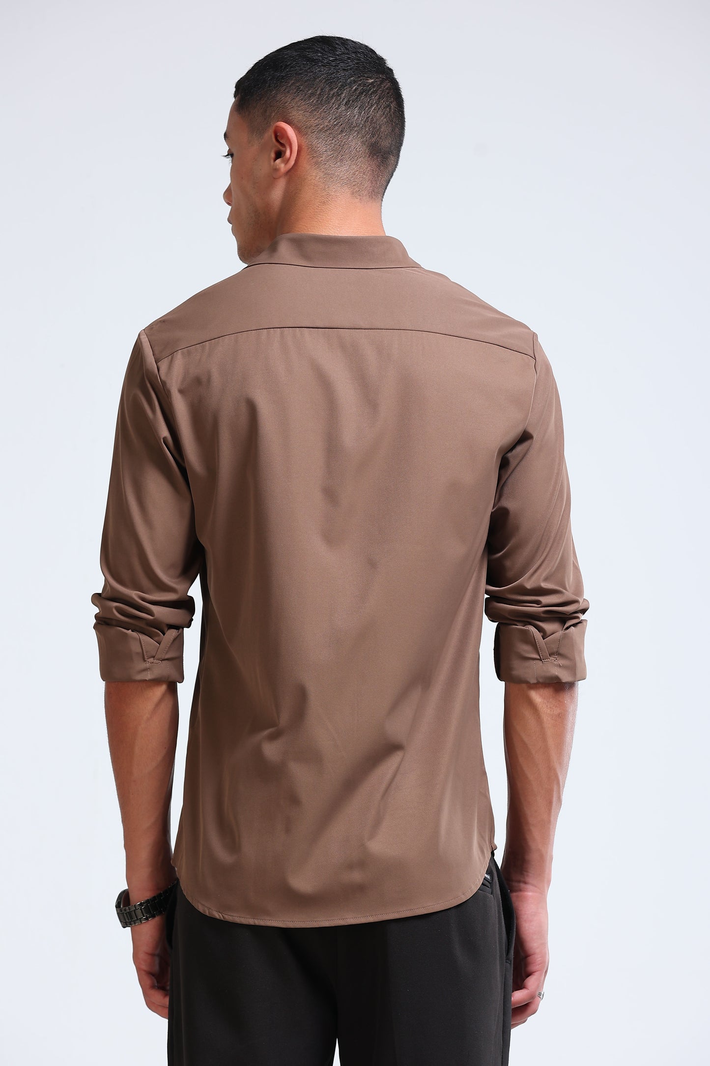 Men's Slim Fit Casual Solid Shirt Lt Brown