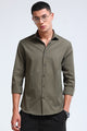 Men's Slim Fit Casual Solid Shirt Olive
