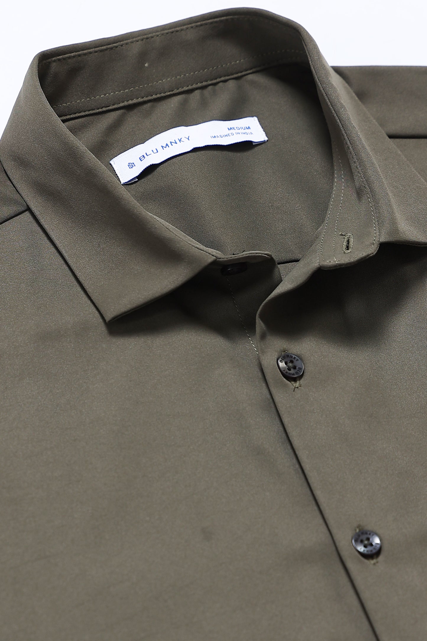 Men's Slim Fit Casual Solid Shirt Olive