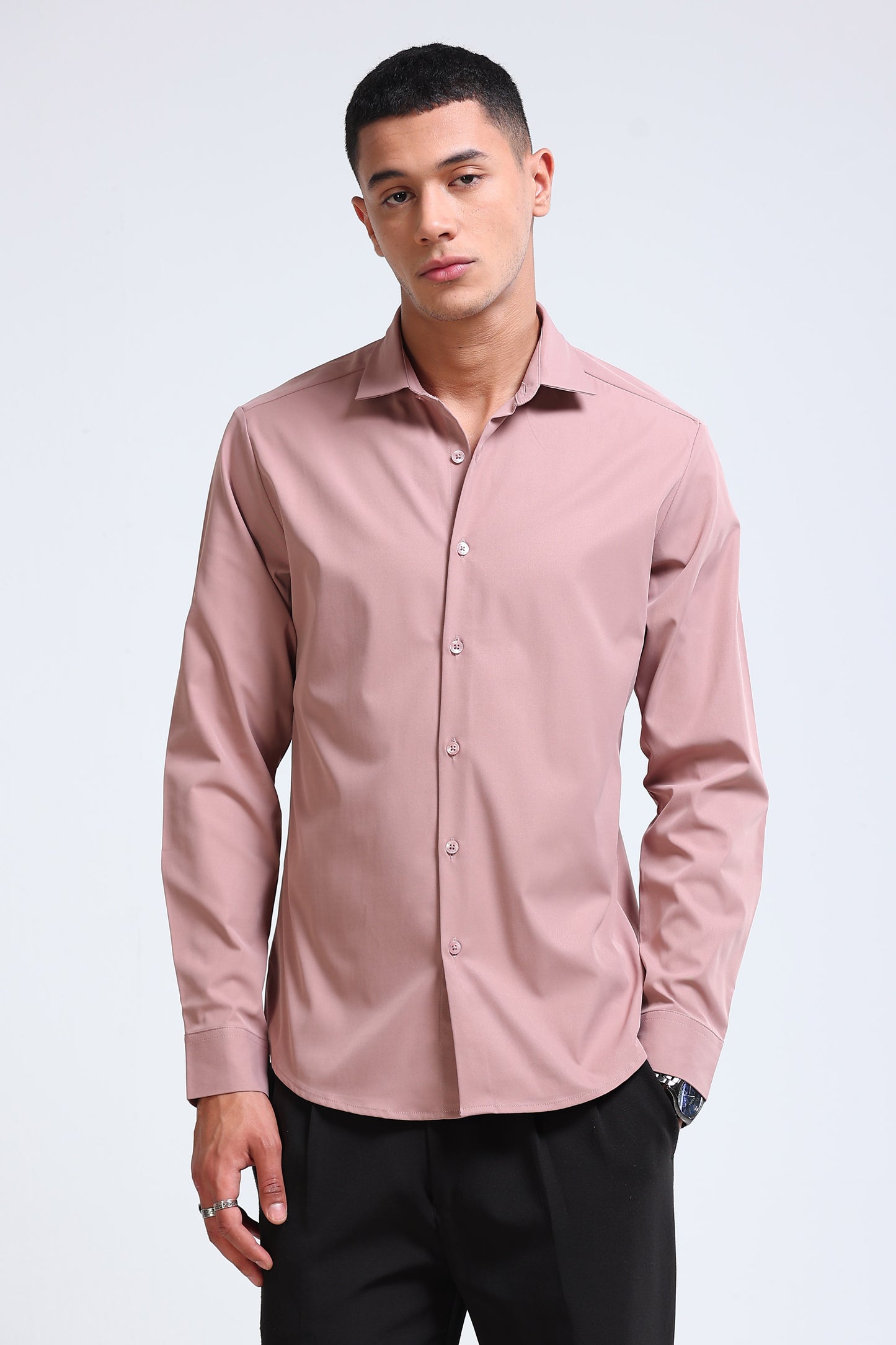 Men's Slim Fit Casual Solid Shirt Dusty Rose