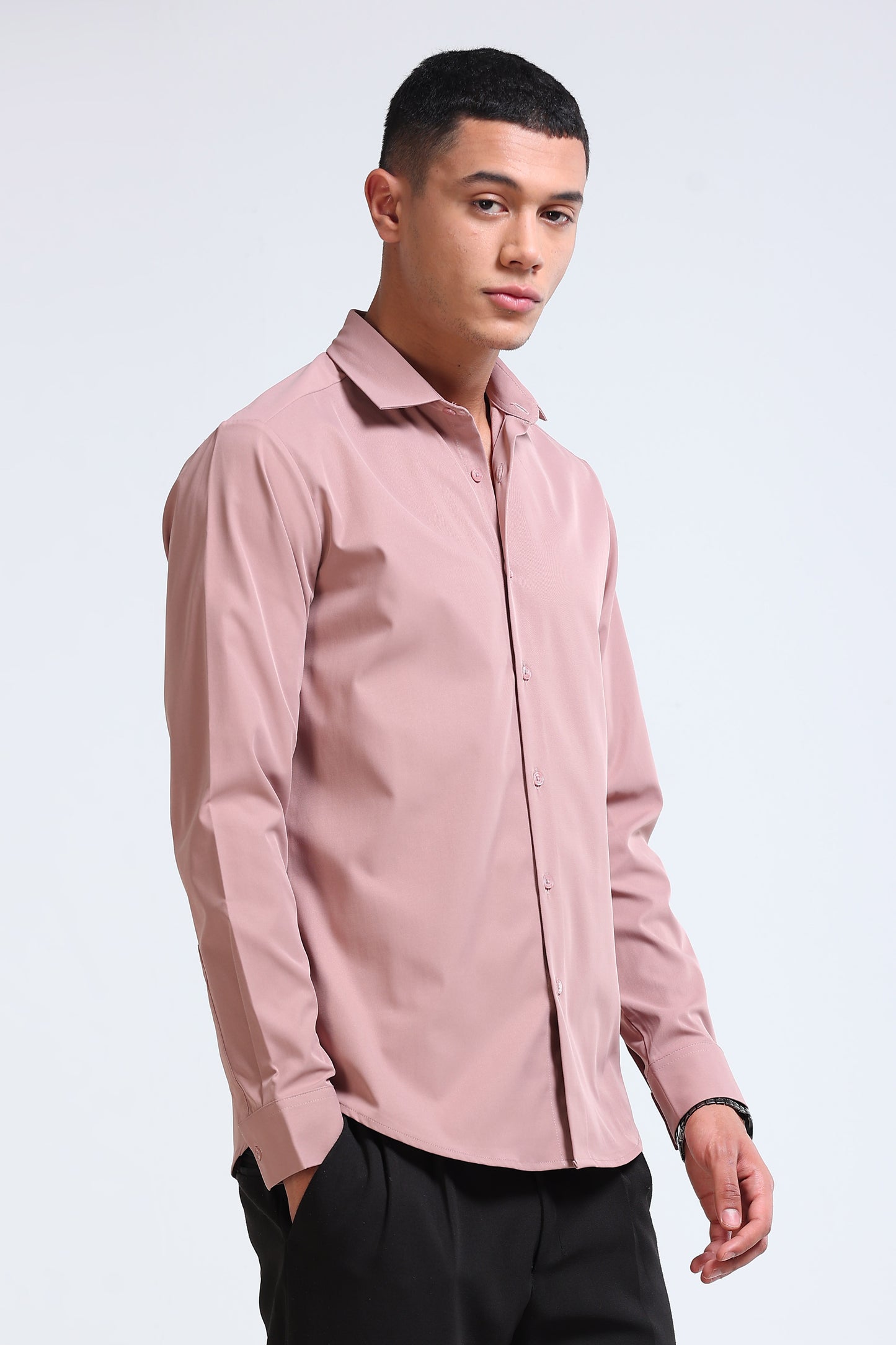 Men's Slim Fit Casual Solid Shirt Dusty Rose