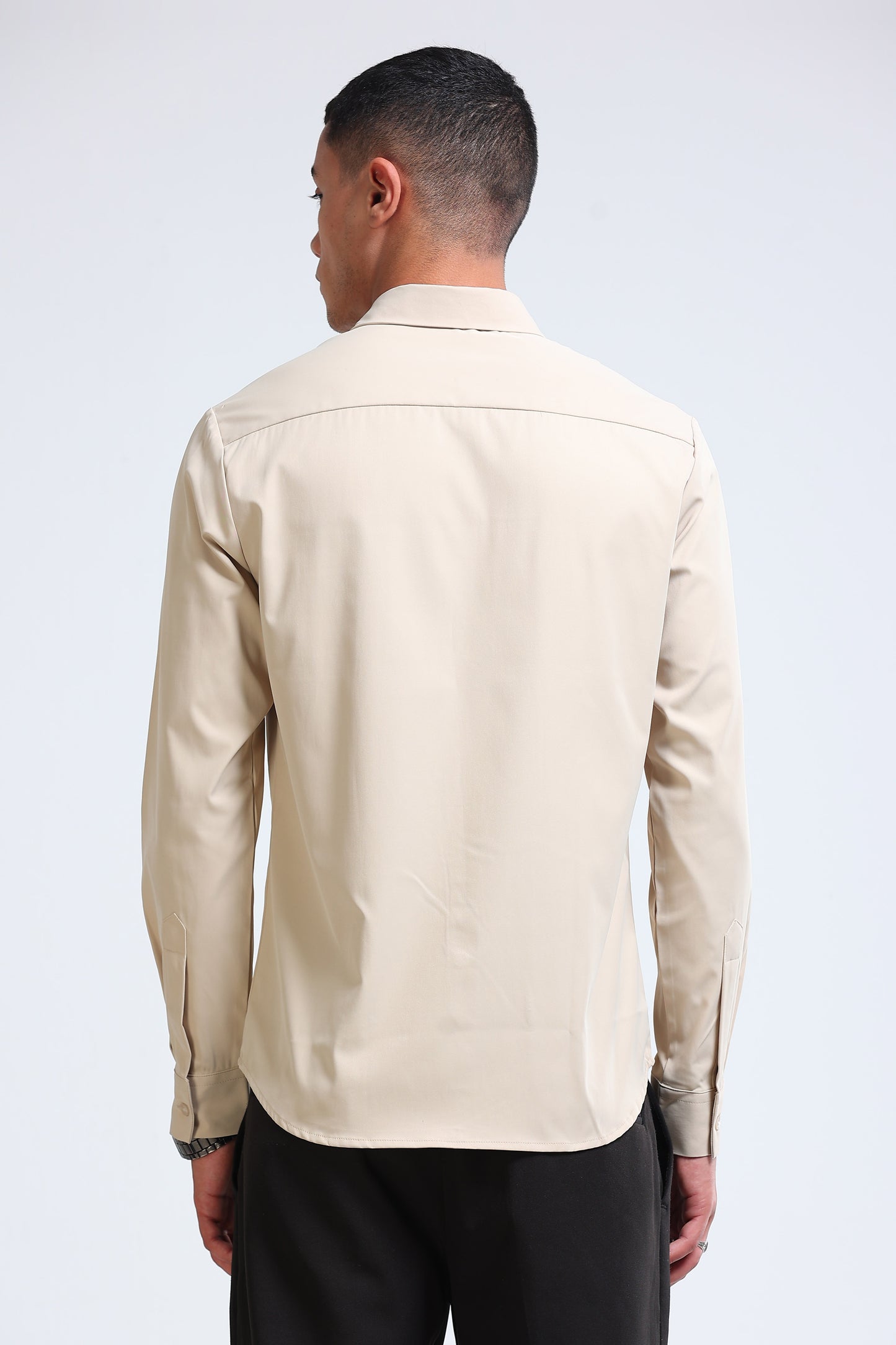 Men's Slim Fit Casual Solid Shirt Lt Beige