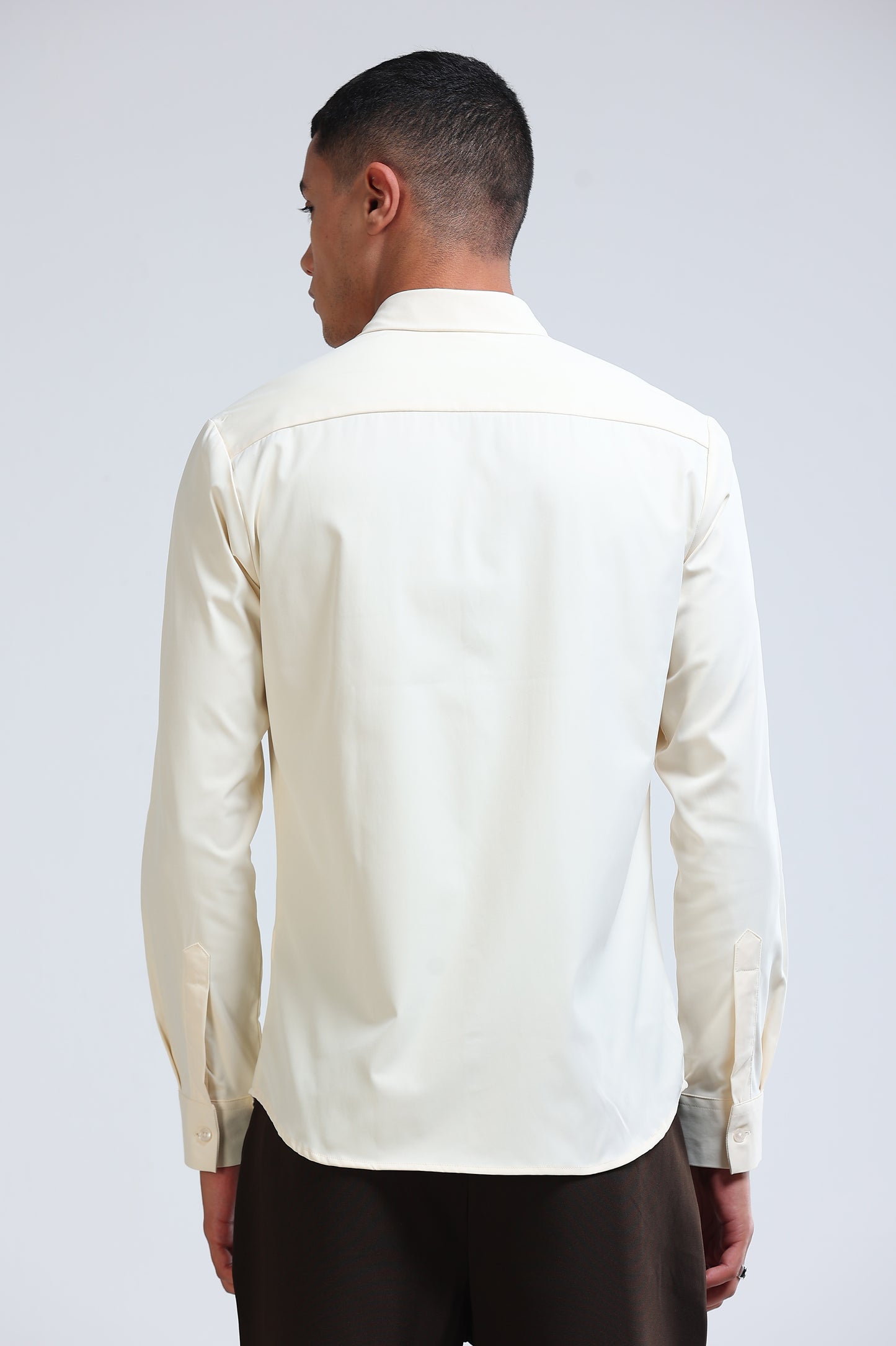 Men's Slim Fit Casual Solid Shirt Off White