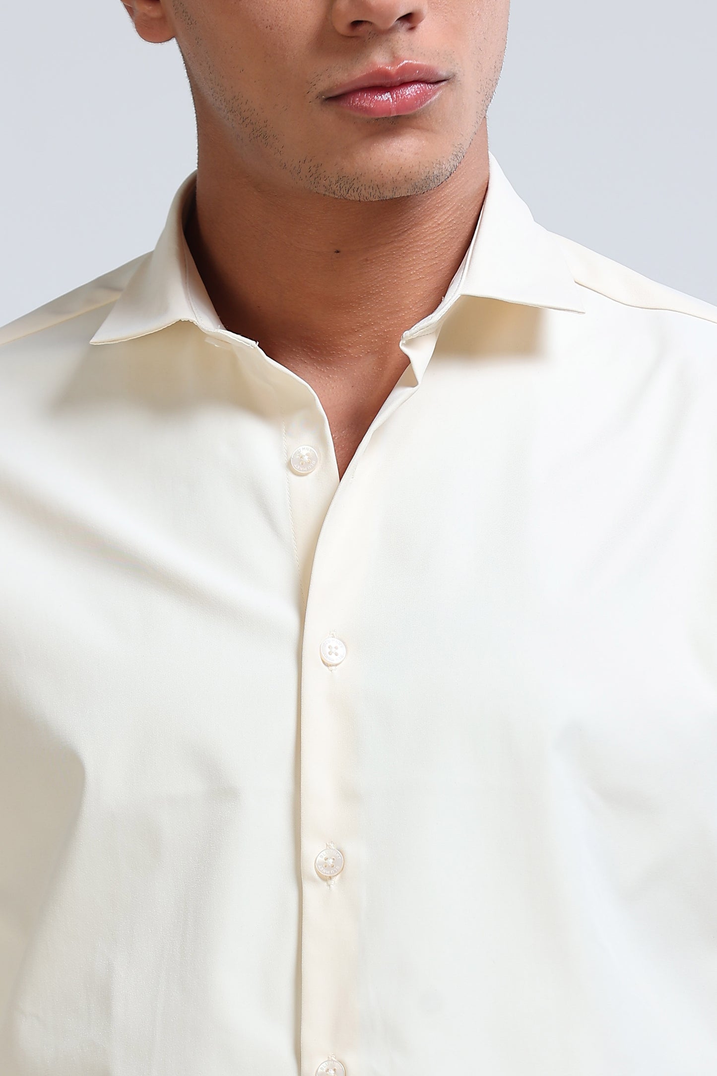 Men's Slim Fit Casual Solid Shirt Off White