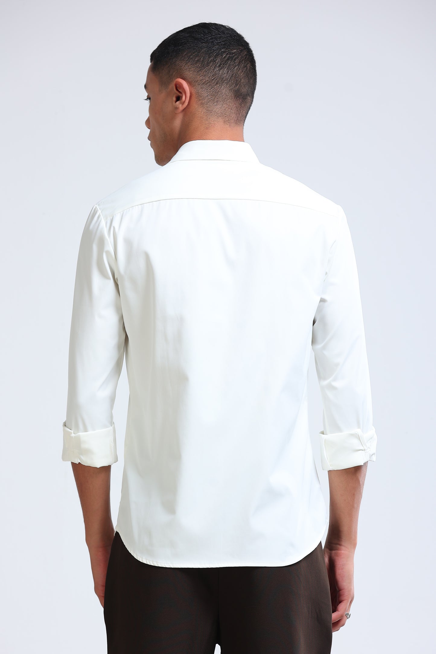 Men's Slim Fit Casual Solid Shirt White