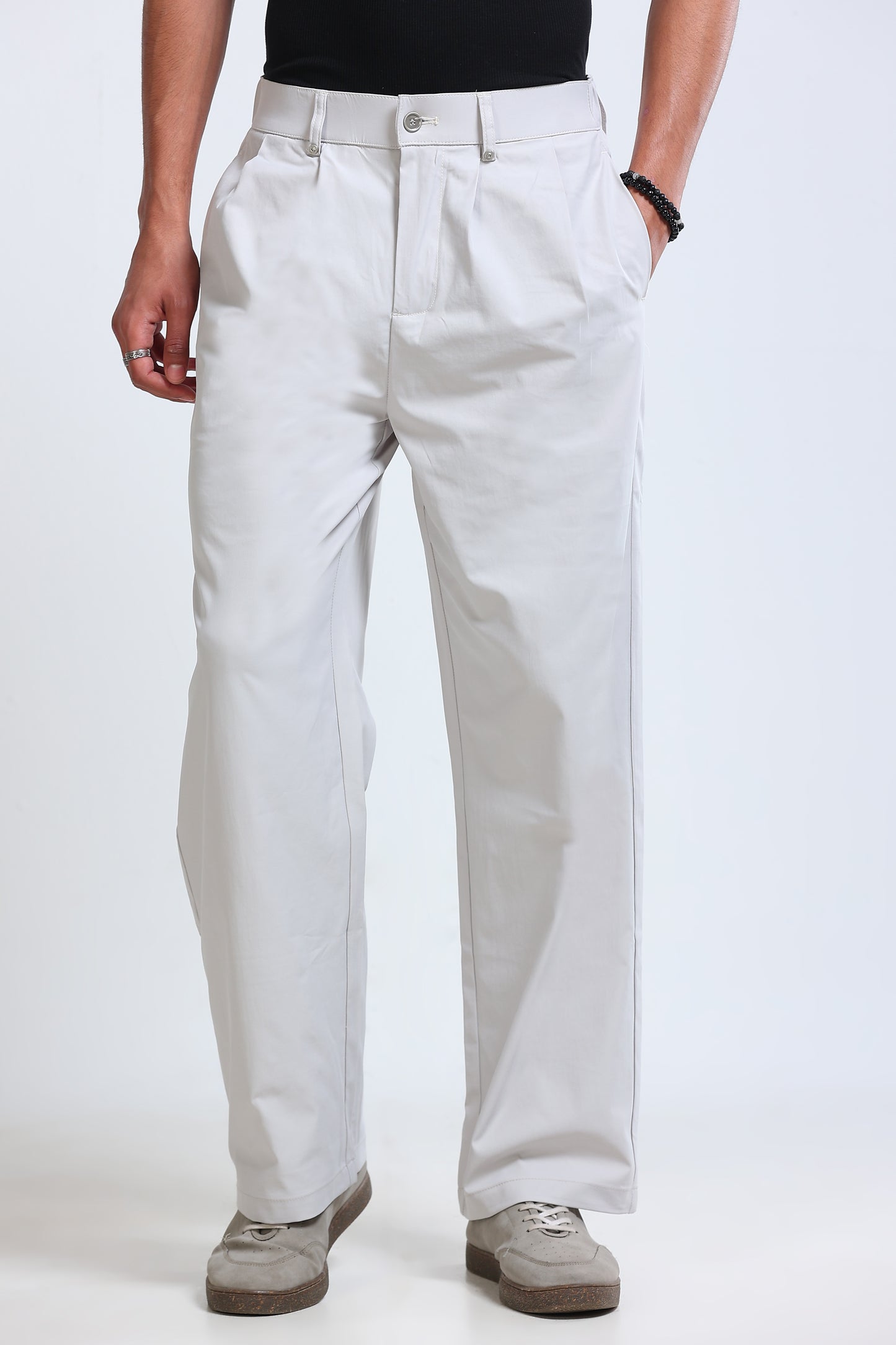 Men's Casual Loose Fit Pants Off White