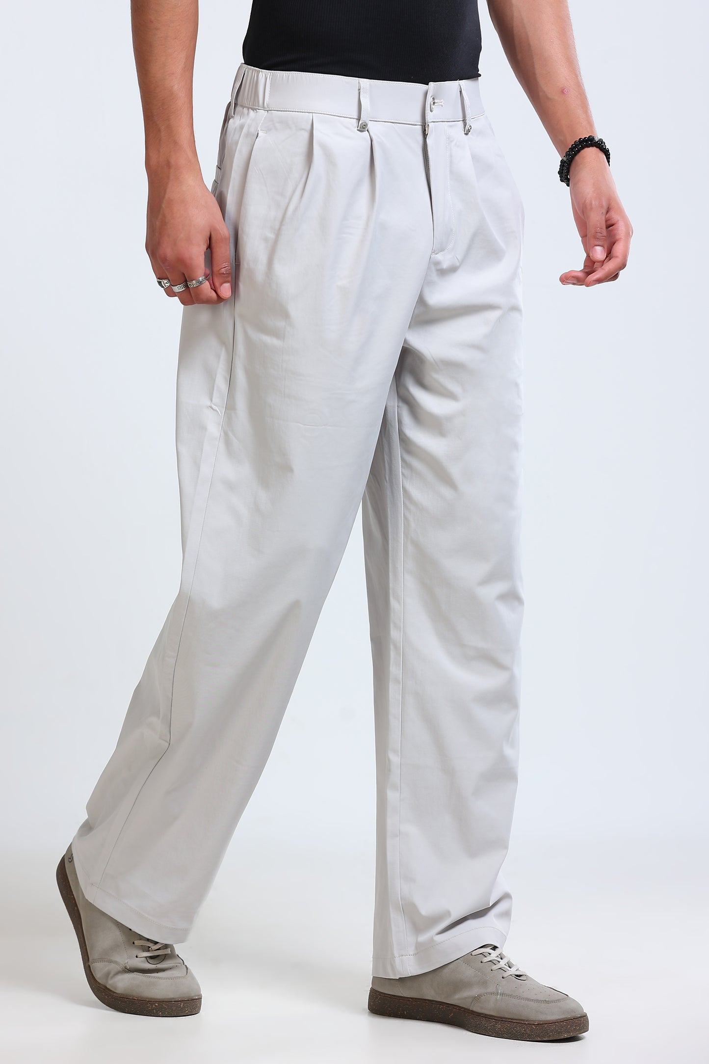 Men's Casual Loose Fit Pants Off White