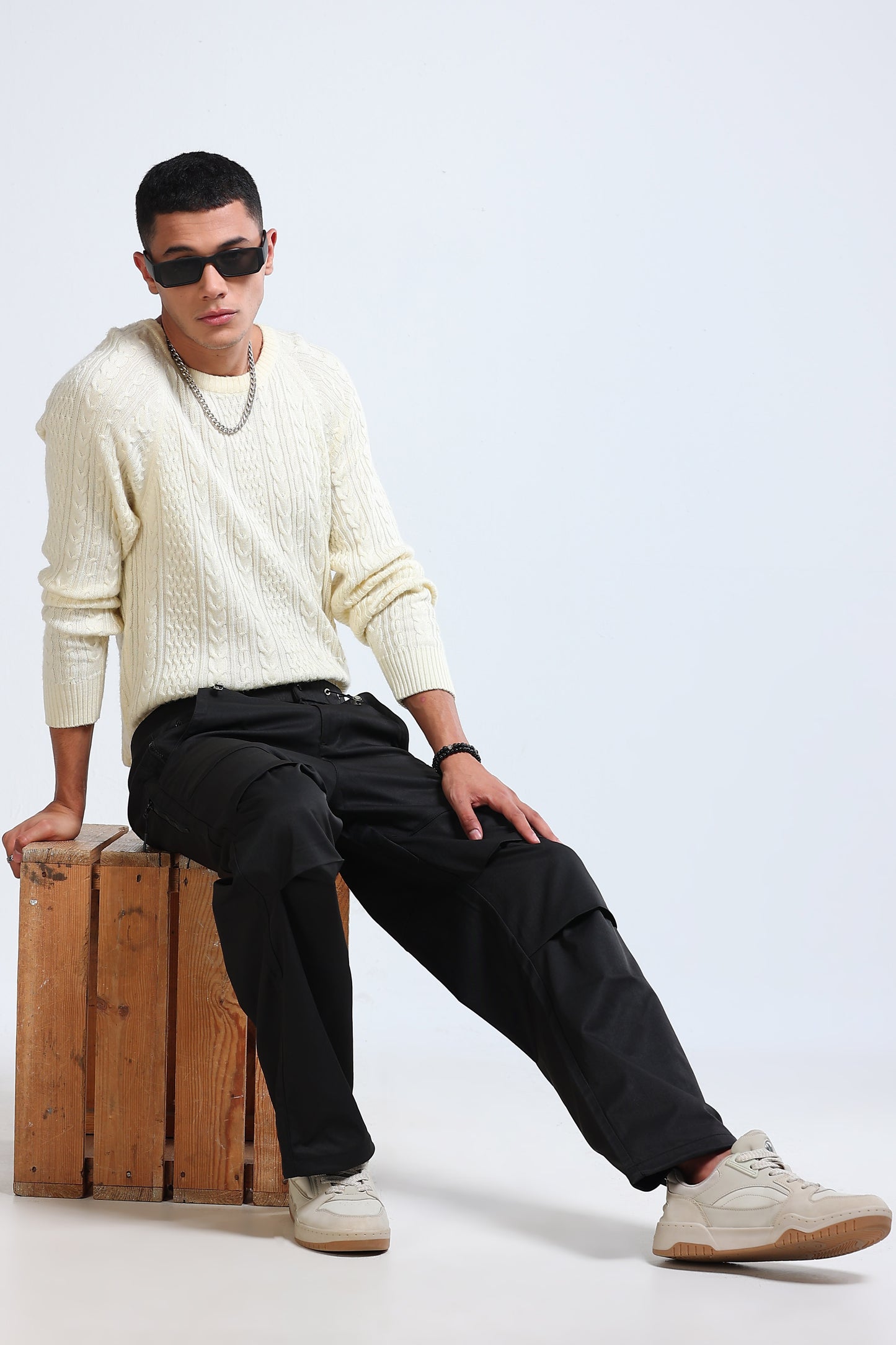 Men's Loose Cargo Pants Black